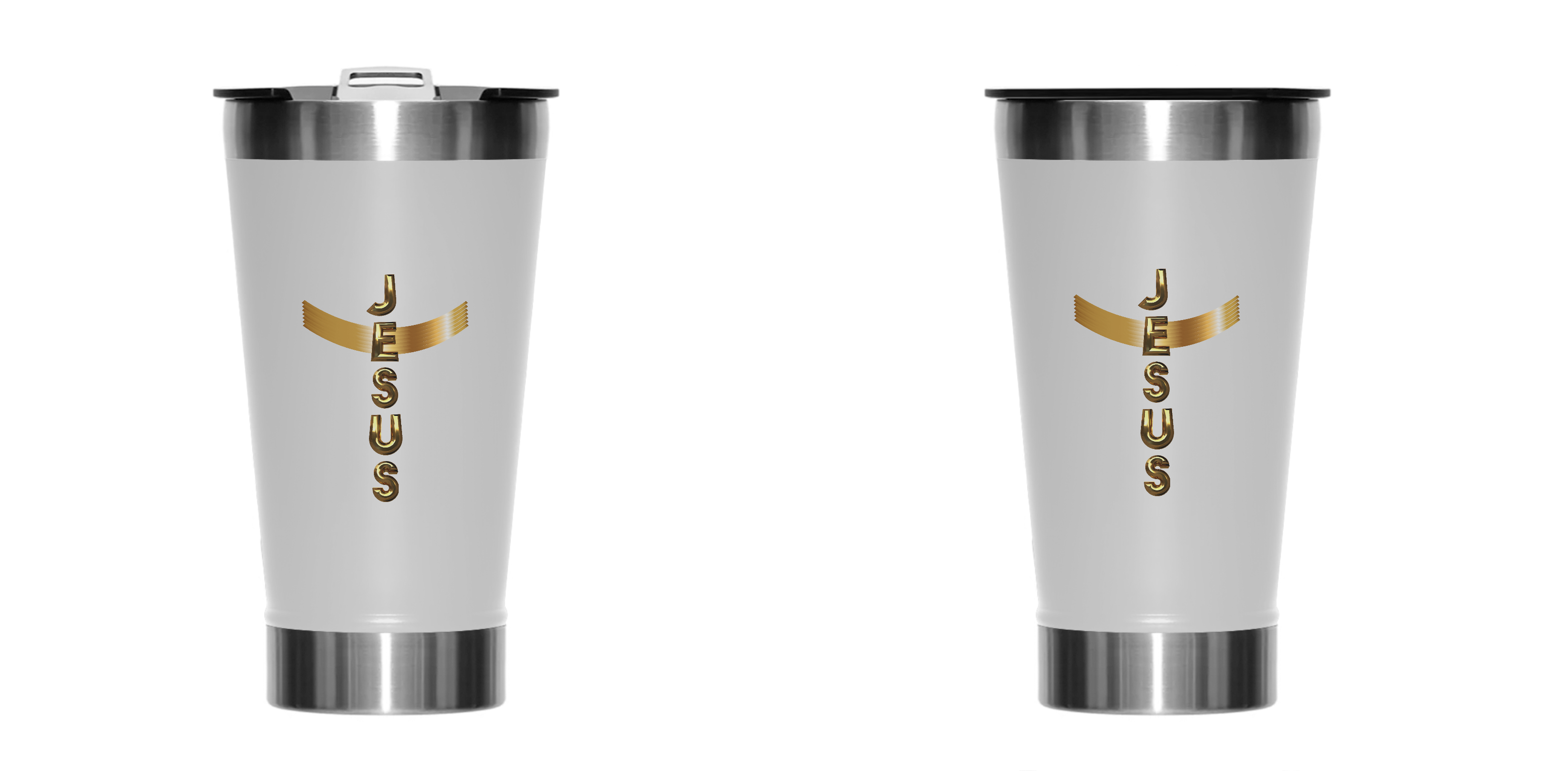 COPO TERMICO DOURADO JESUS EM CRUZ ( varias cores )