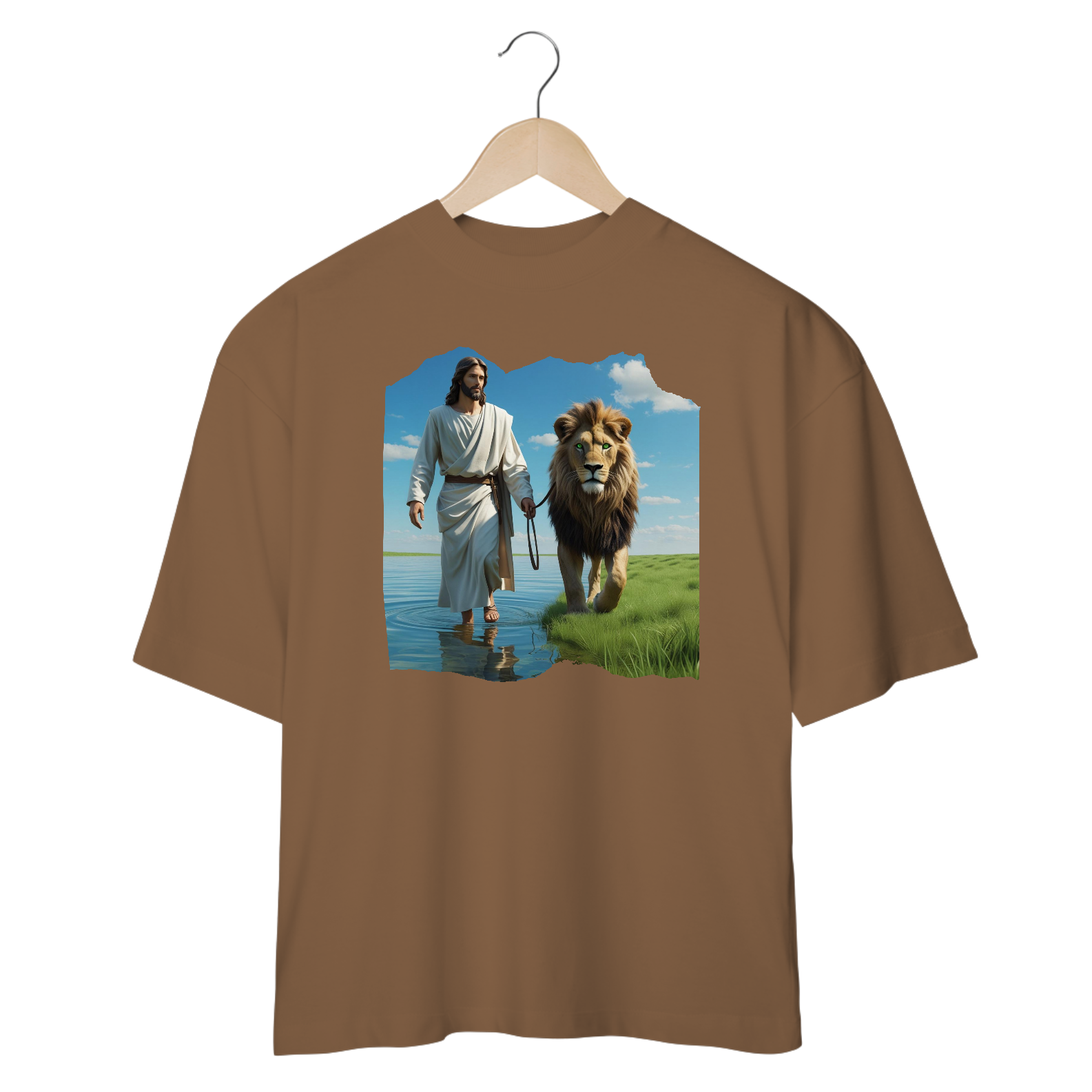 CAMISA OVER SIZE JESUS CAMINHANDO NA AGUA ( varias cores )