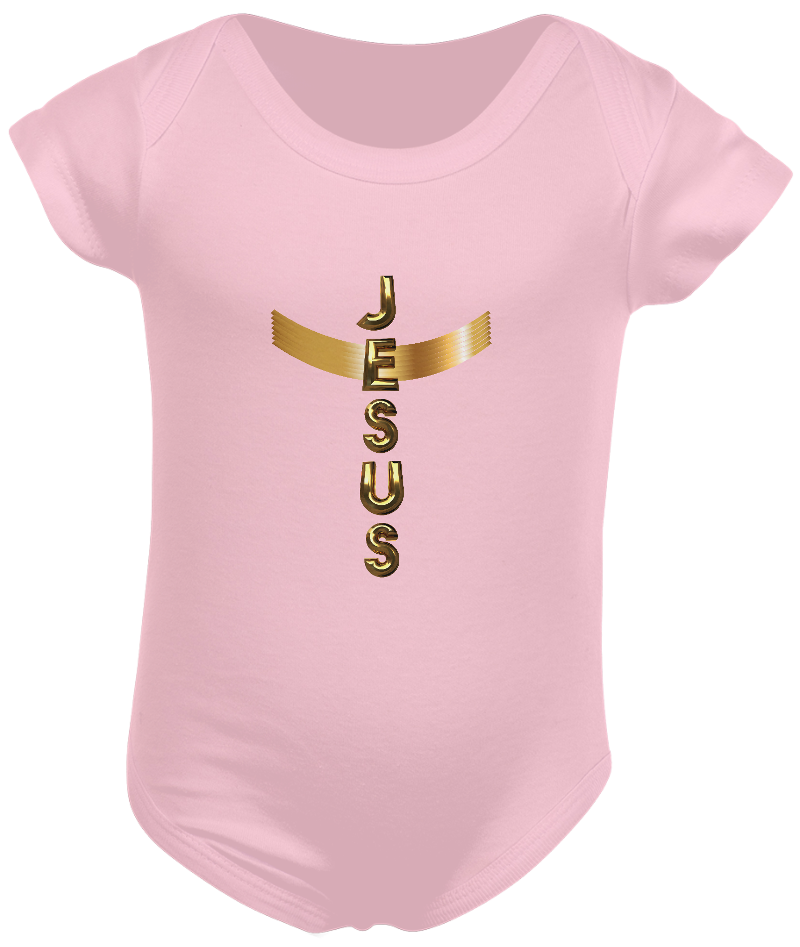 BODY INFANTIL DOURADO JESUS EM CRUZ ( UNISEX - varias cores )