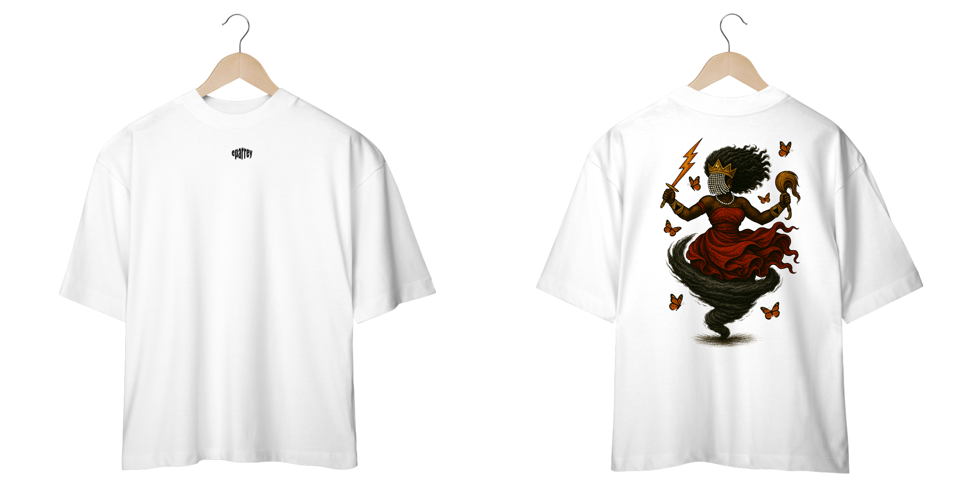 Camiseta Oversized Iansã (branco e off white)