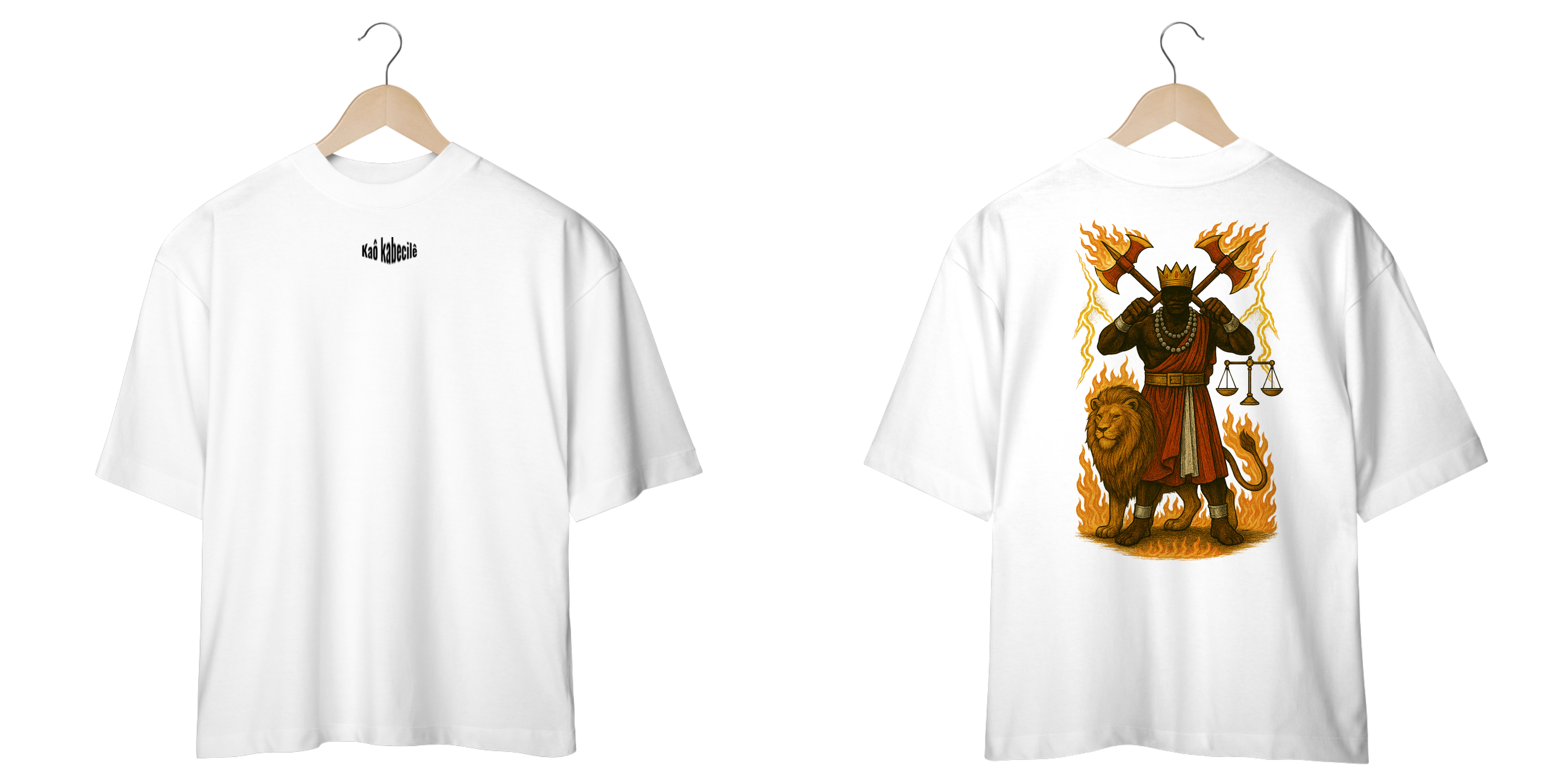 Camiseta Oversized Xangô (branco e off white)
