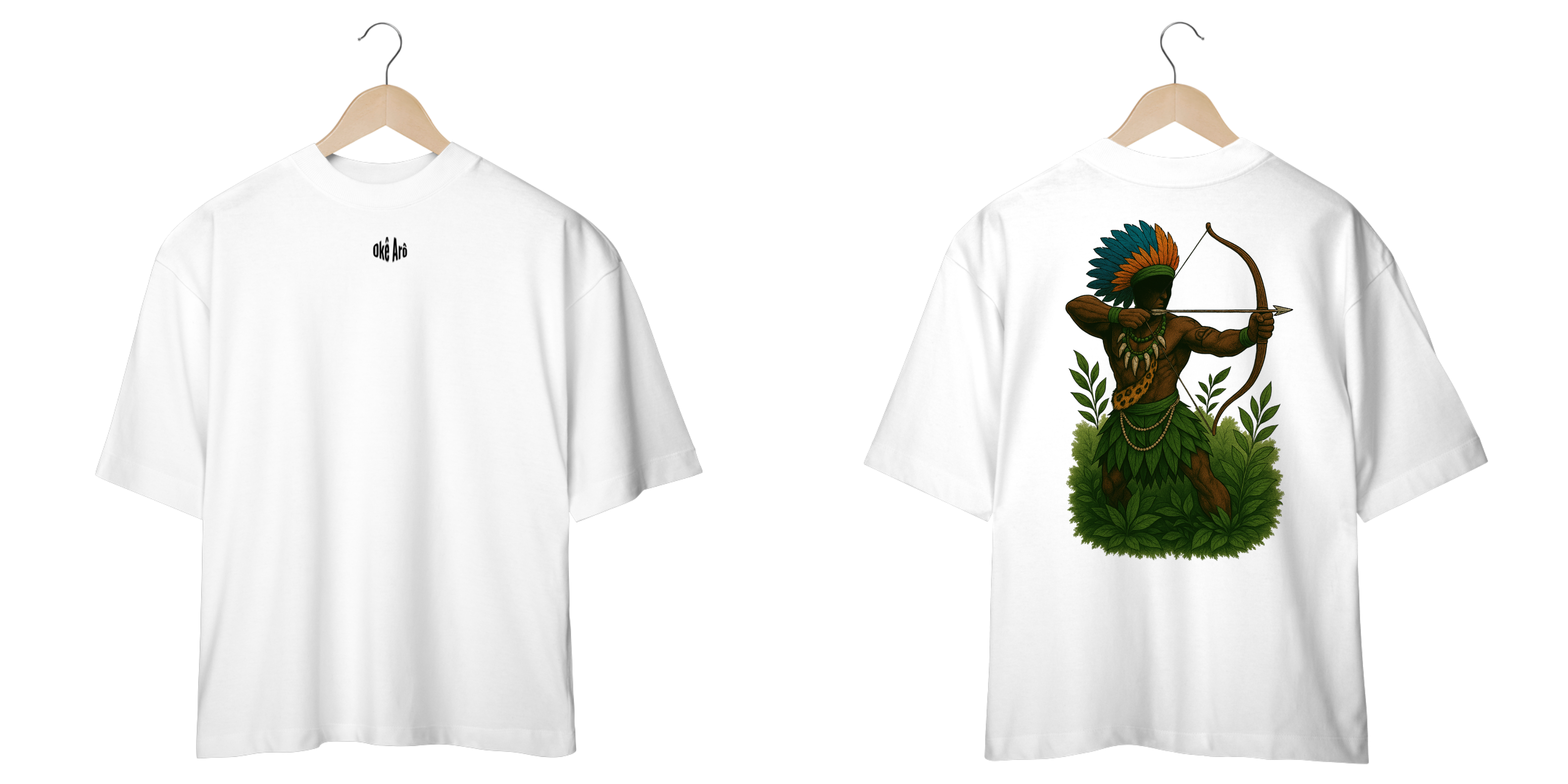 Camiseta Oversized Oxóssi (branco e off white)
