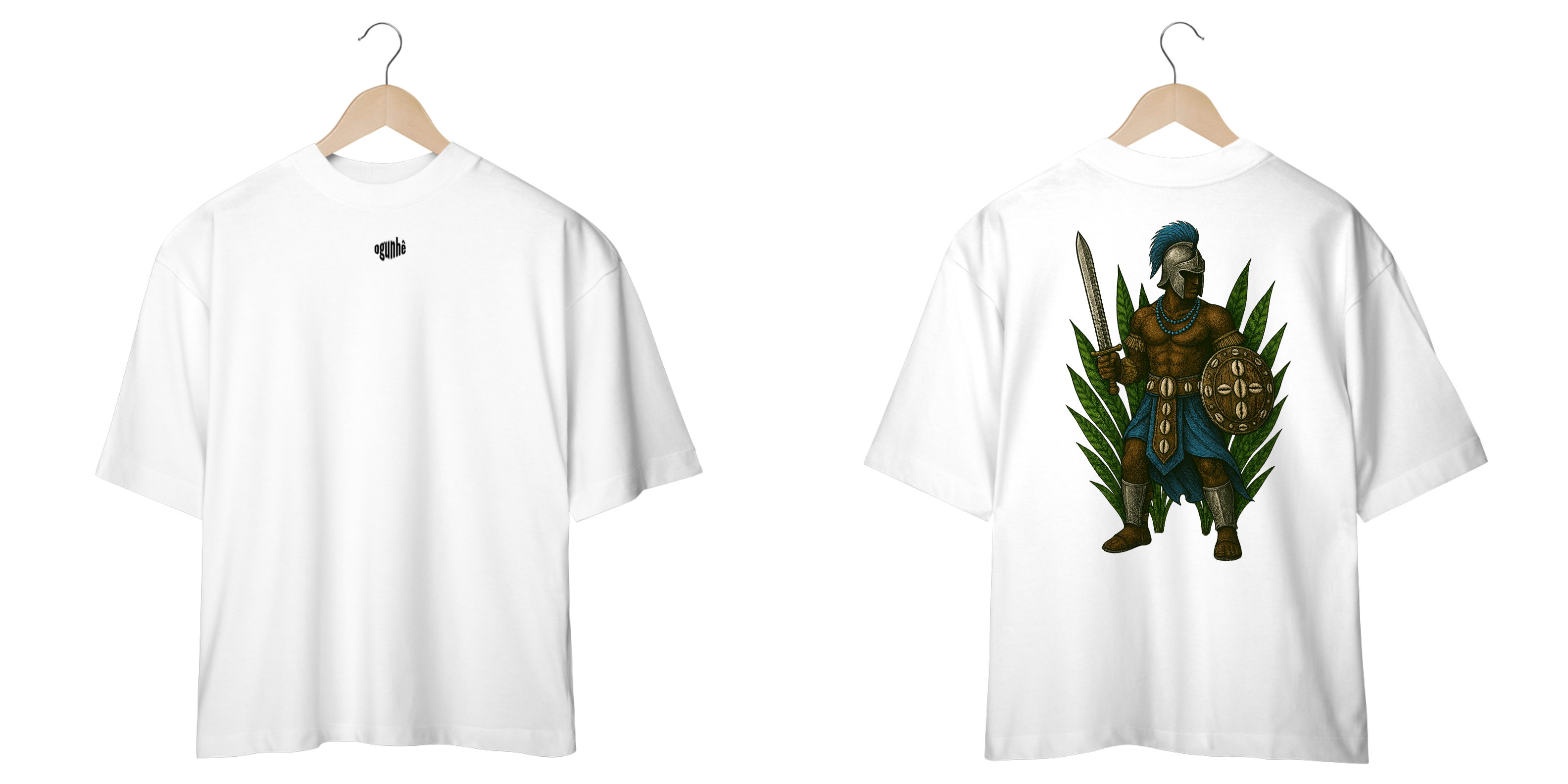 Camiseta Oversized Ogum (branco e off white)