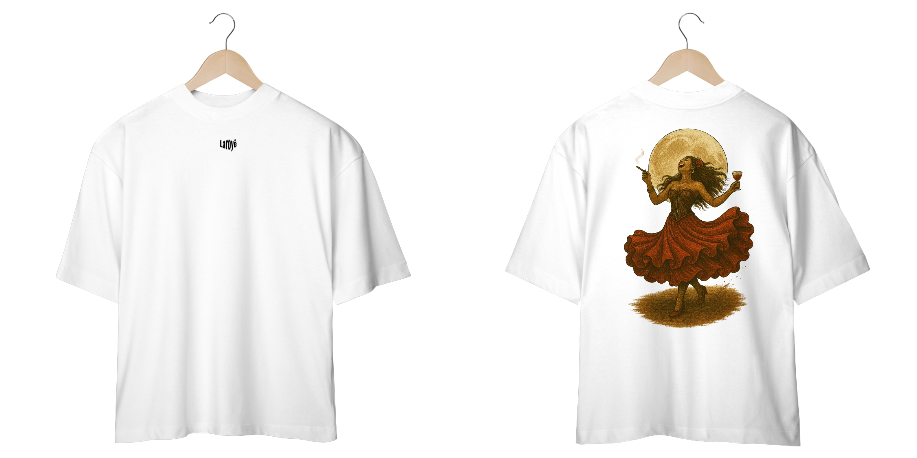 Camiseta Oversized Pombogira (branco e off white)