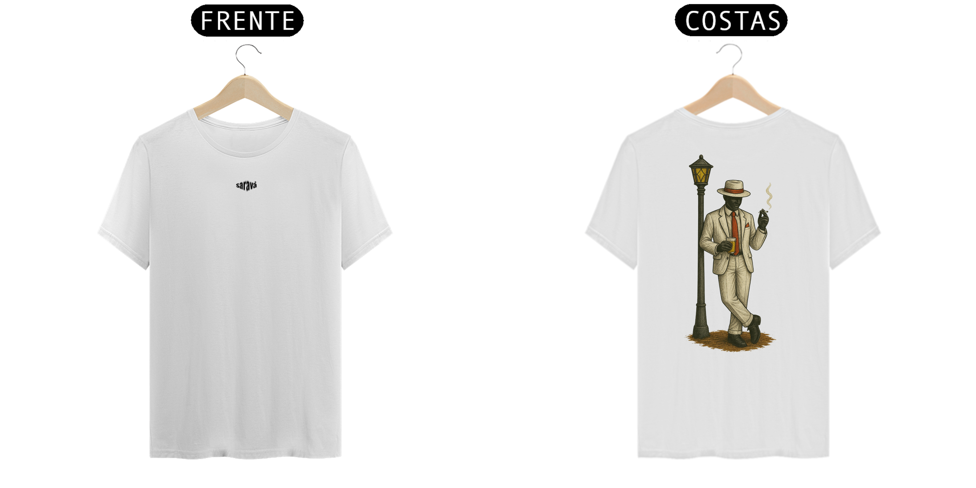 Camiseta Clássica Zé Pilintra (branco e off white)