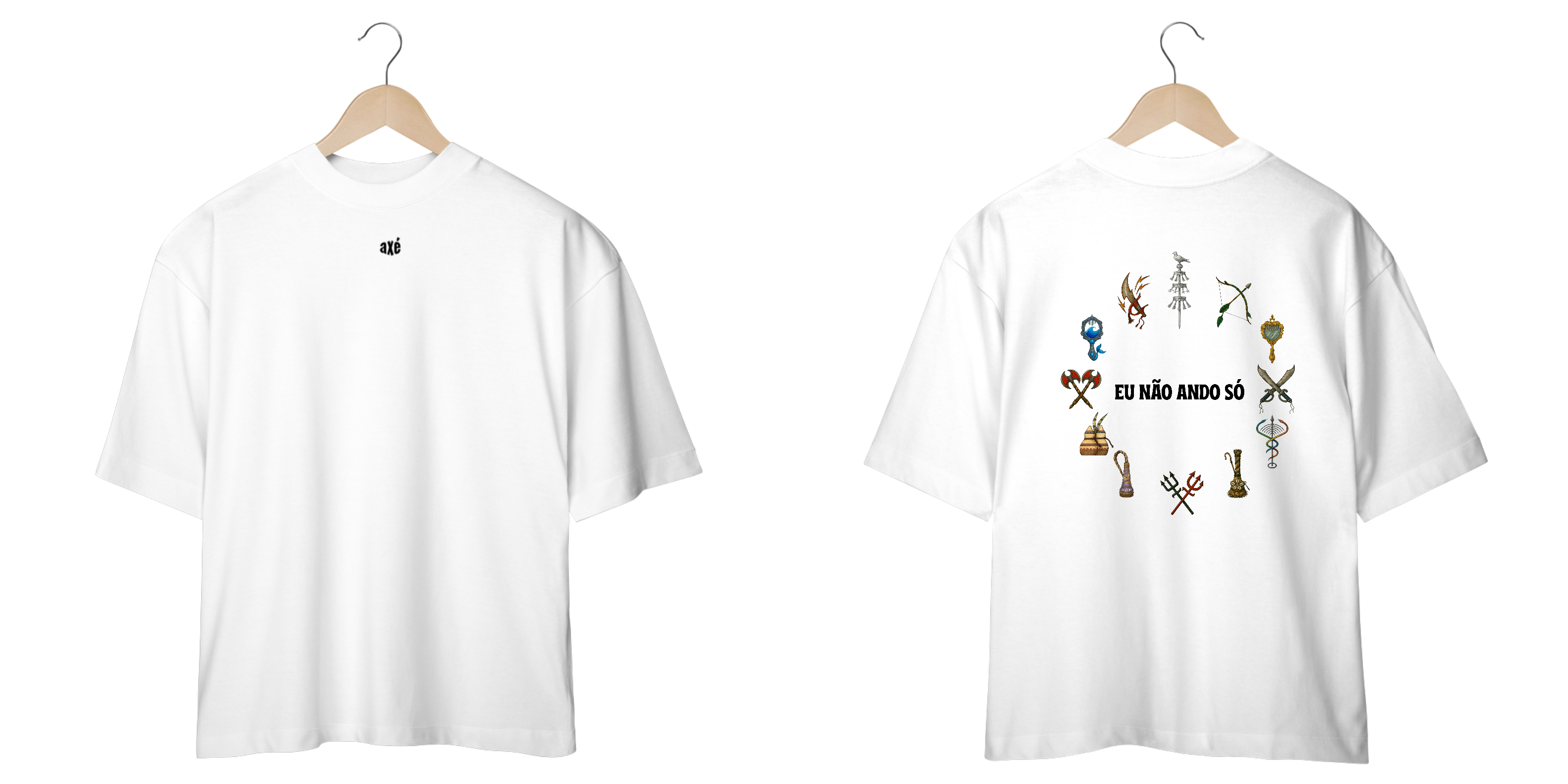 Camiseta Oversized Axé (branco e off white)