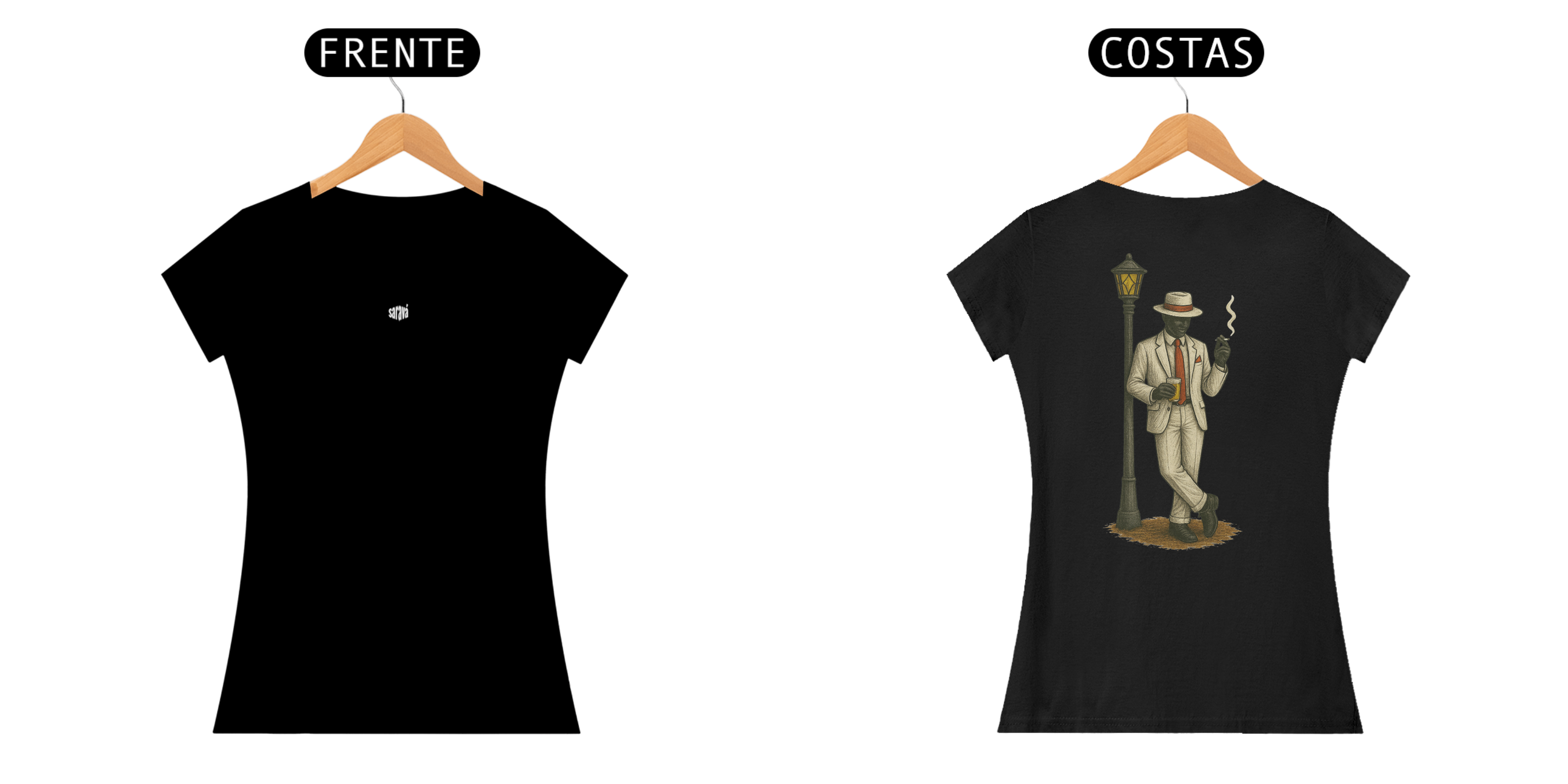 Camiseta Baby Long Zé Pilintra (preto)