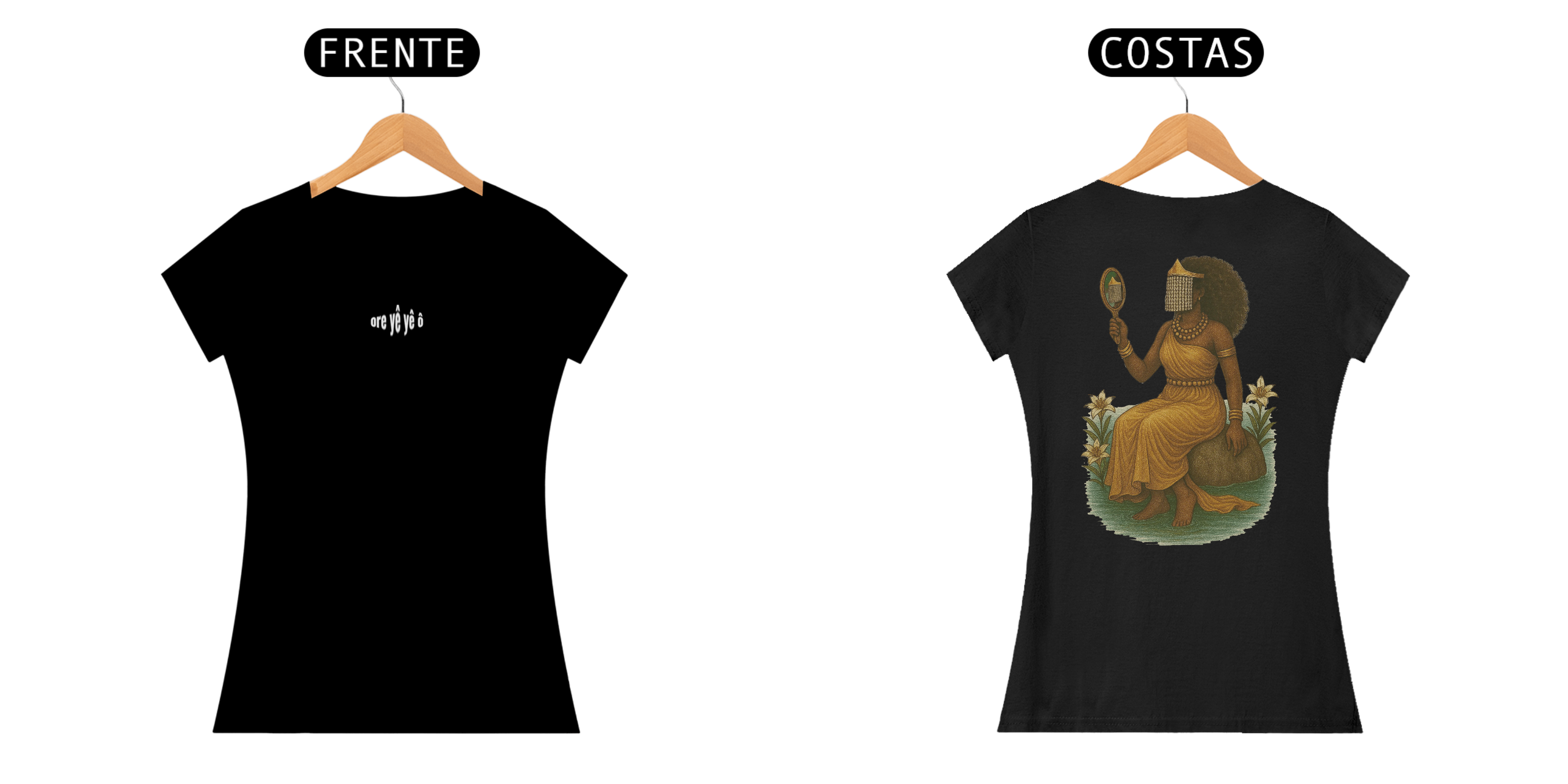 Camiseta Baby Long Oxum - preto