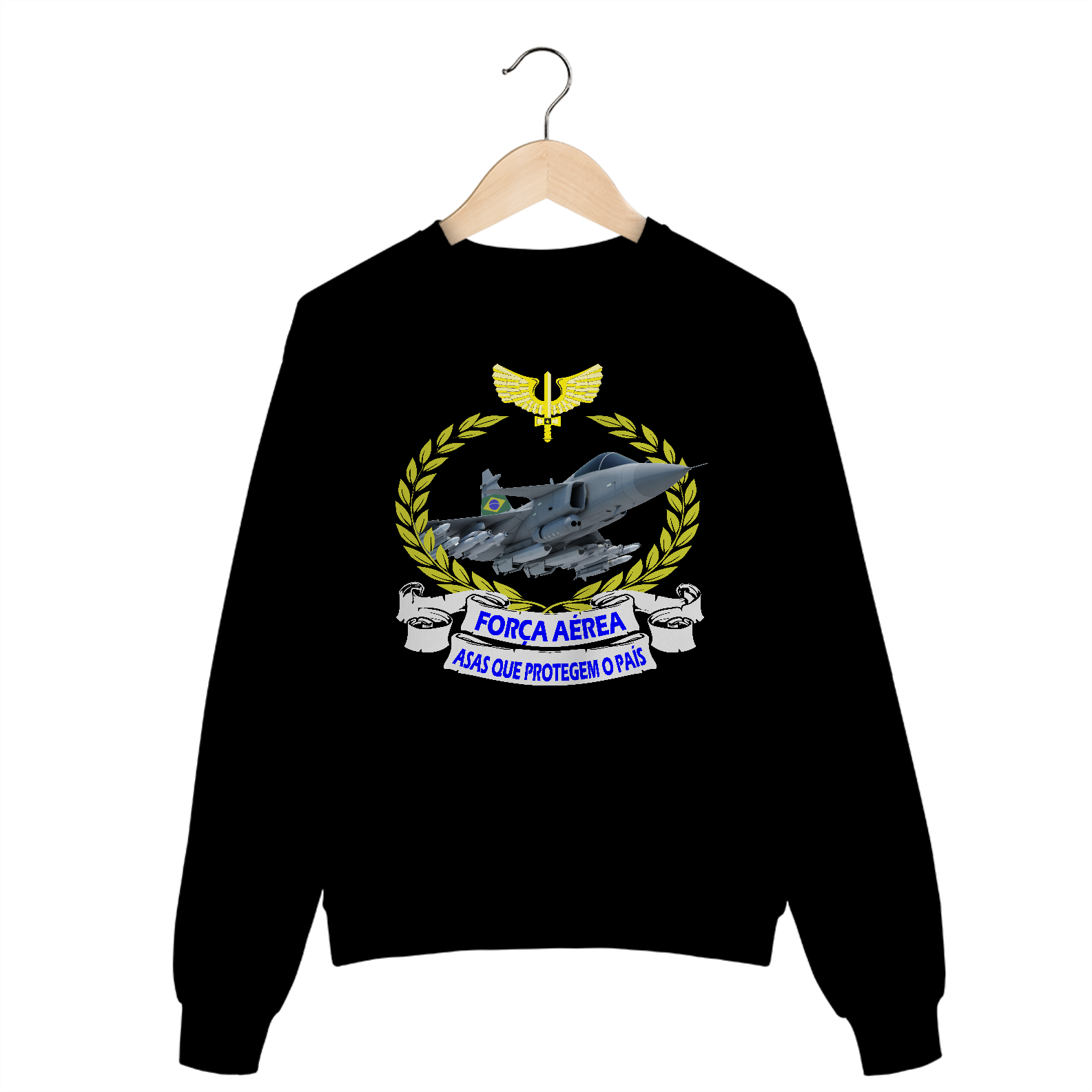 Blusa moletom Aeronáutica Força aérea FAB sem capuz alusiva