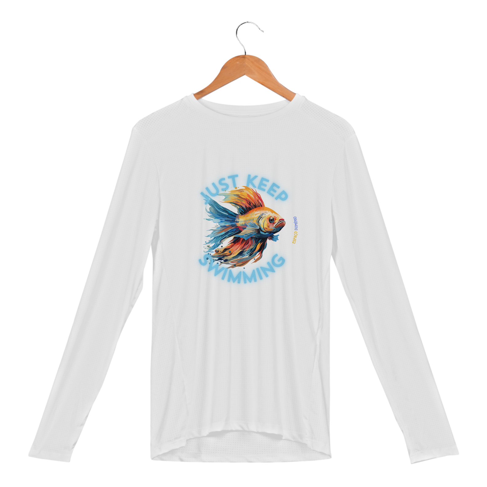 Just Keep Swimming Fish Manga Longa Sport Dry