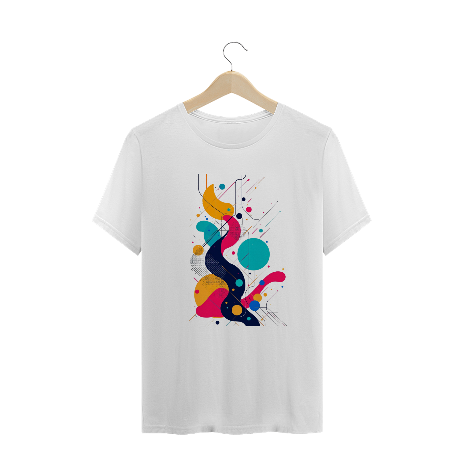 Camiseta Plus Size design gráfico de círculos e linhas