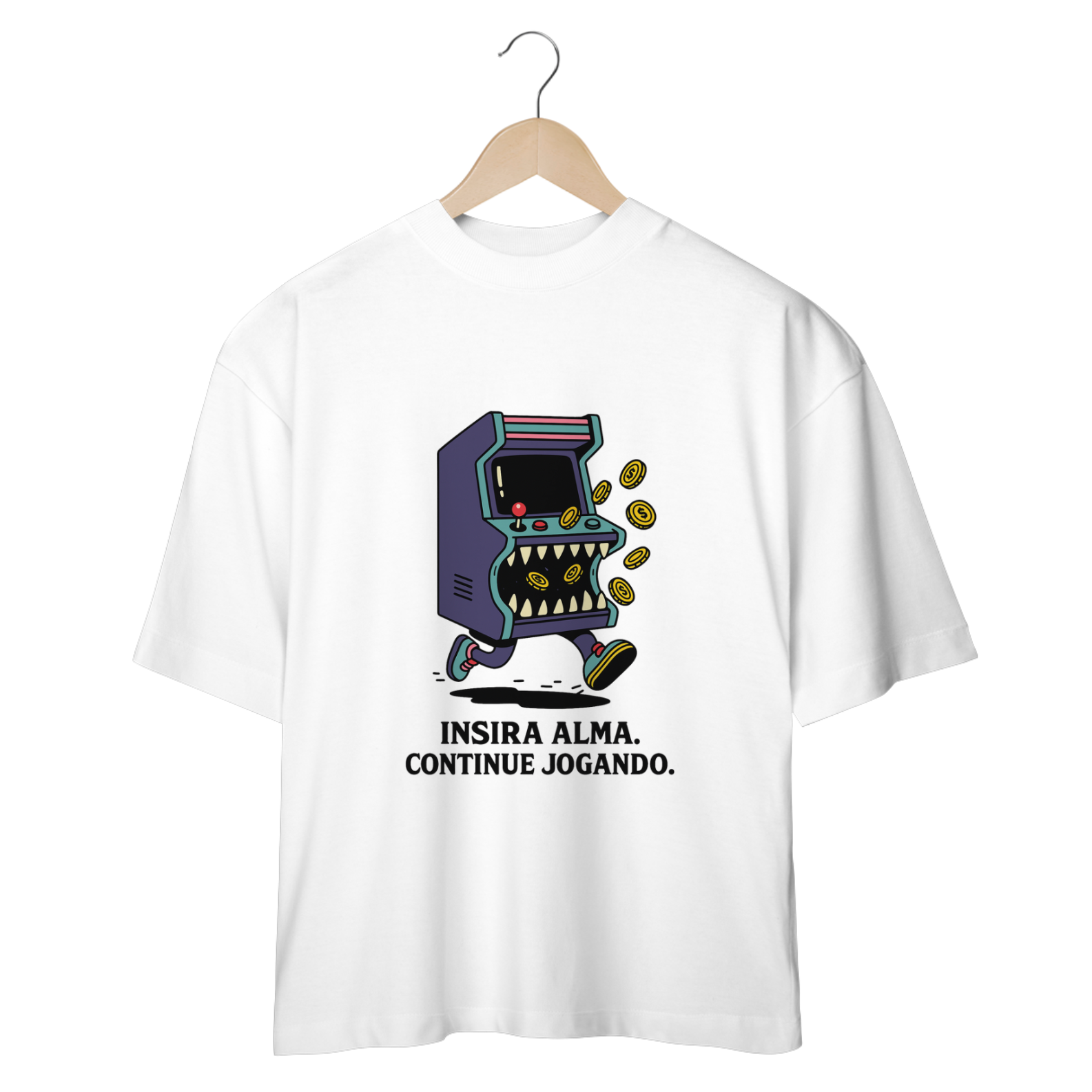 Camiseta Oversized - Insira a alma, continue jogando