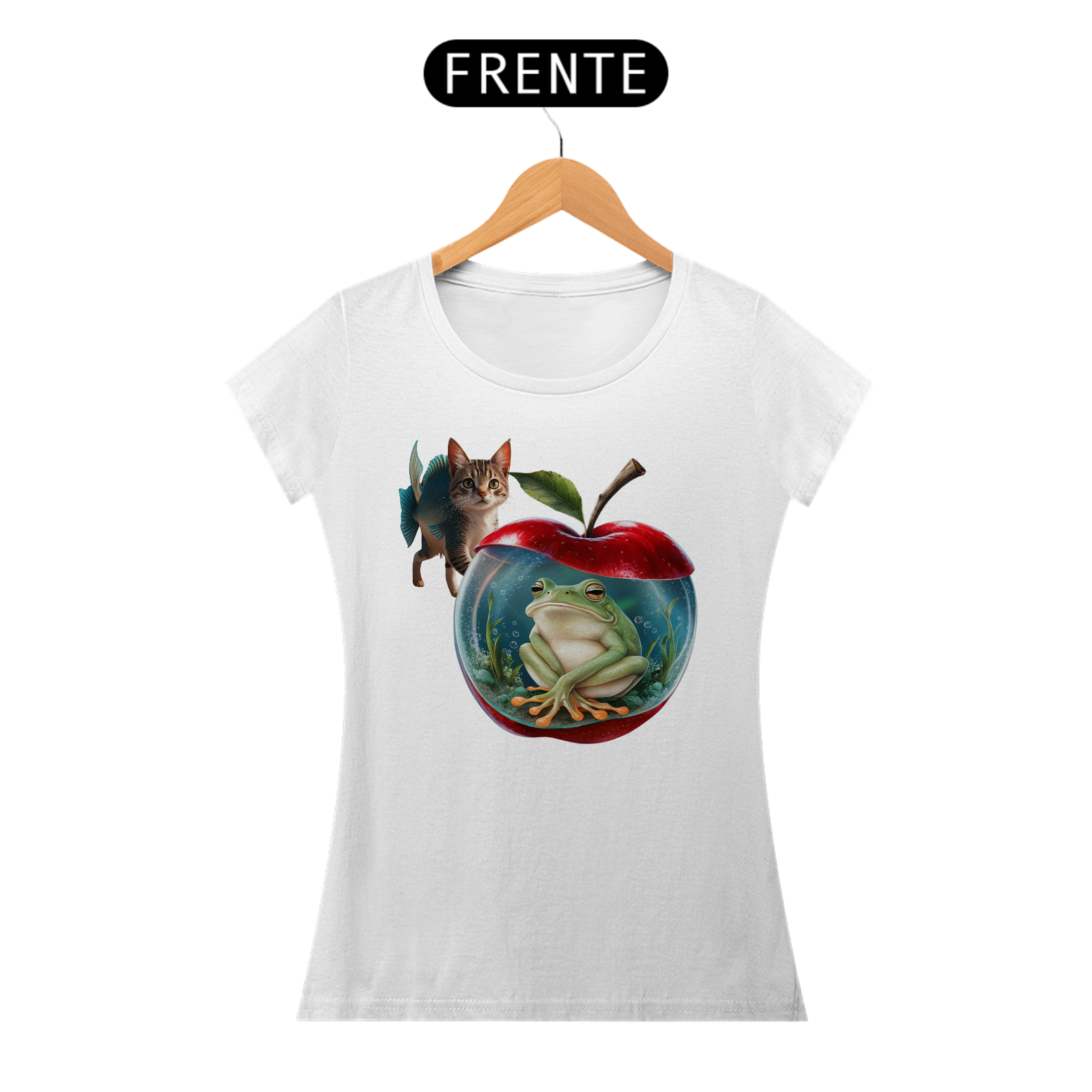 CAMISETA FEMININA ESTAMPADA MAÇÃ