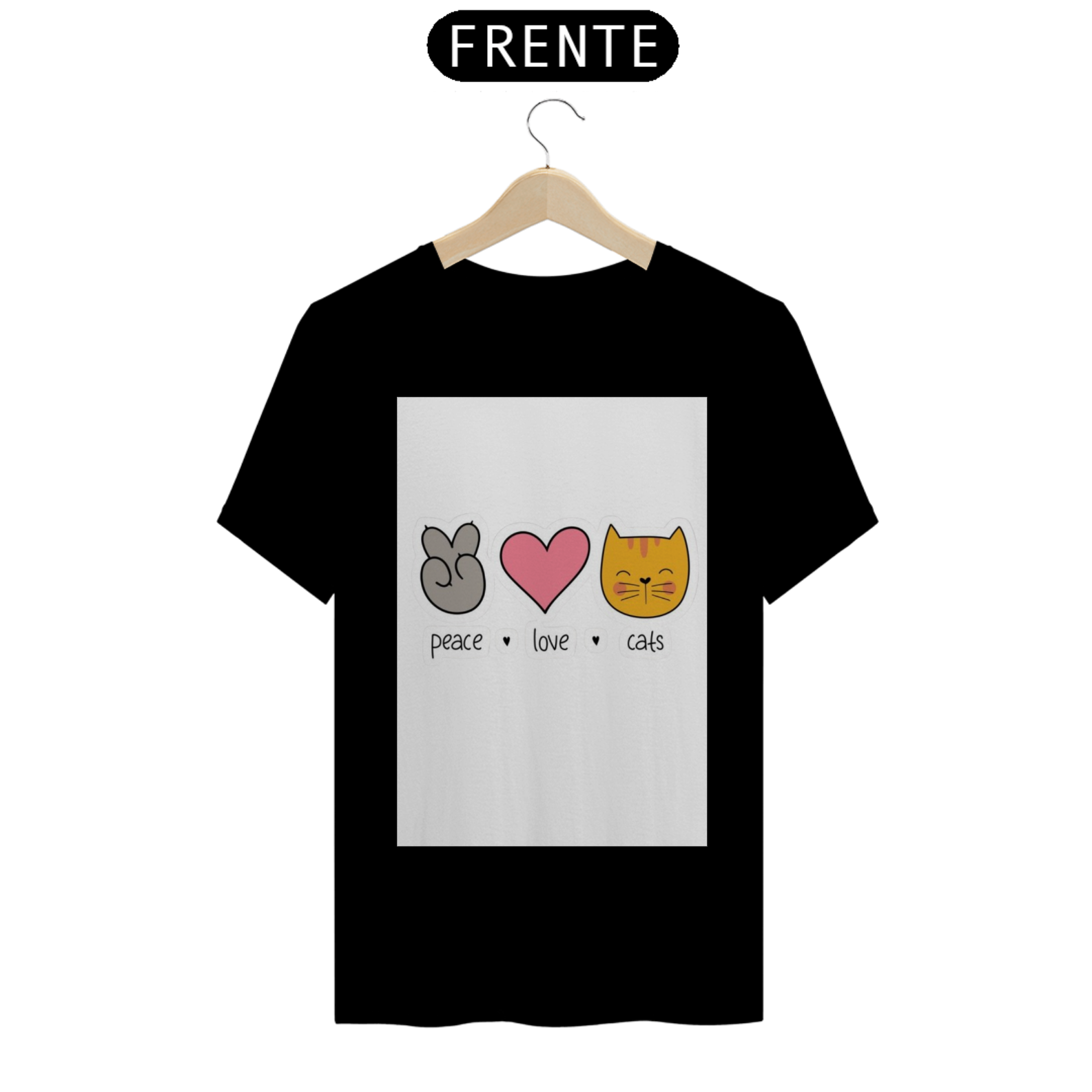 Camisa estampa peace love cats