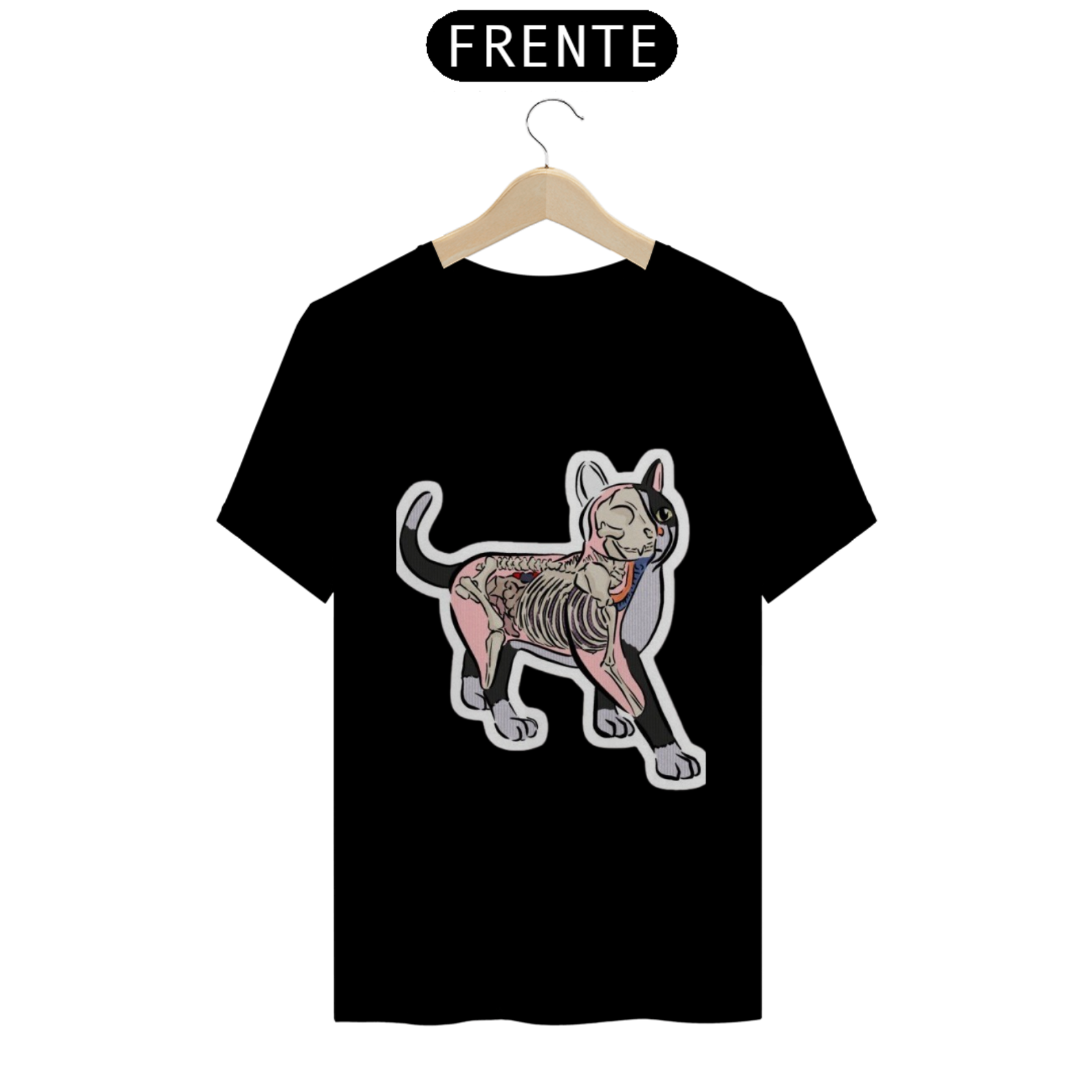 Camisa estampa gato anatomia