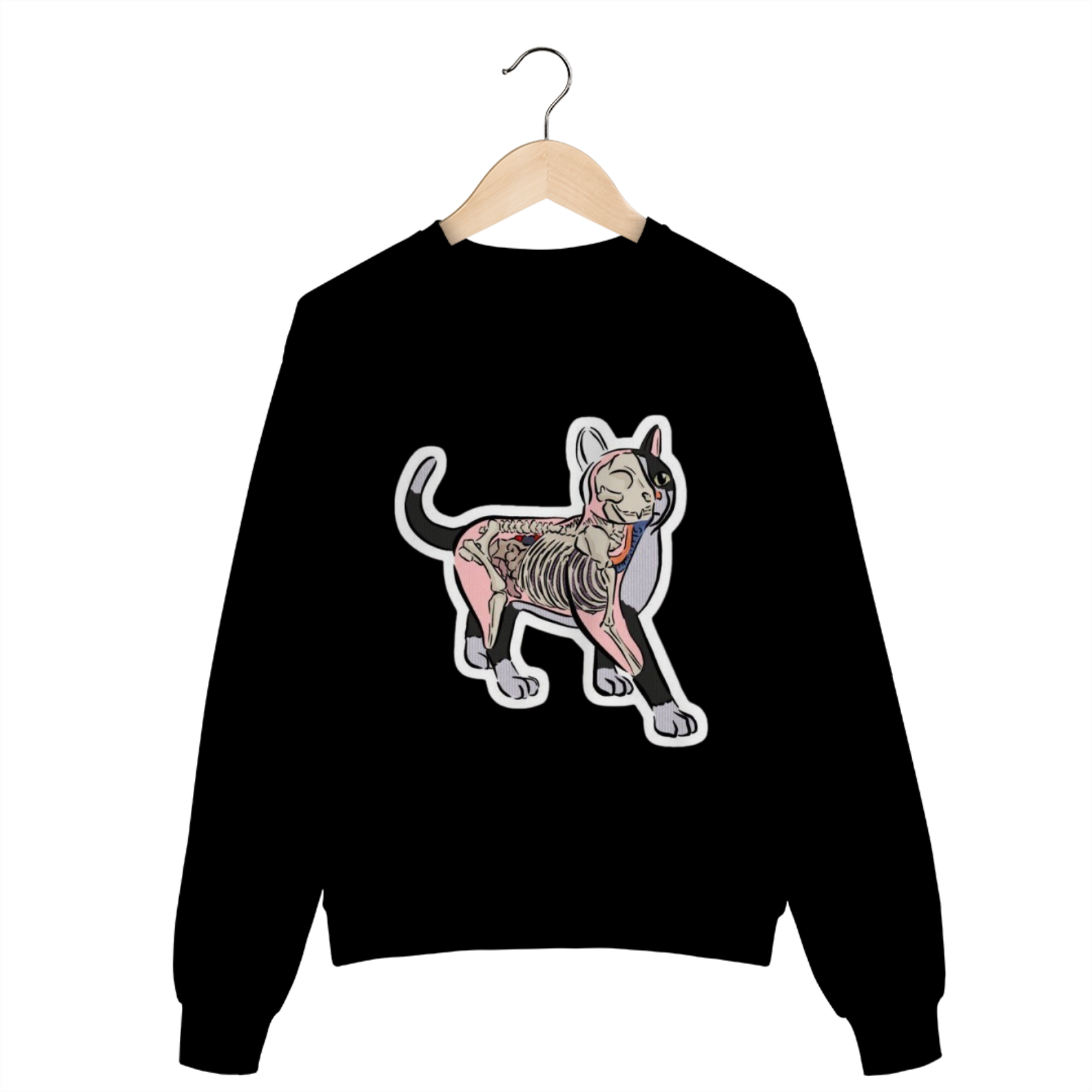 Moletom estampa gato anatomia 