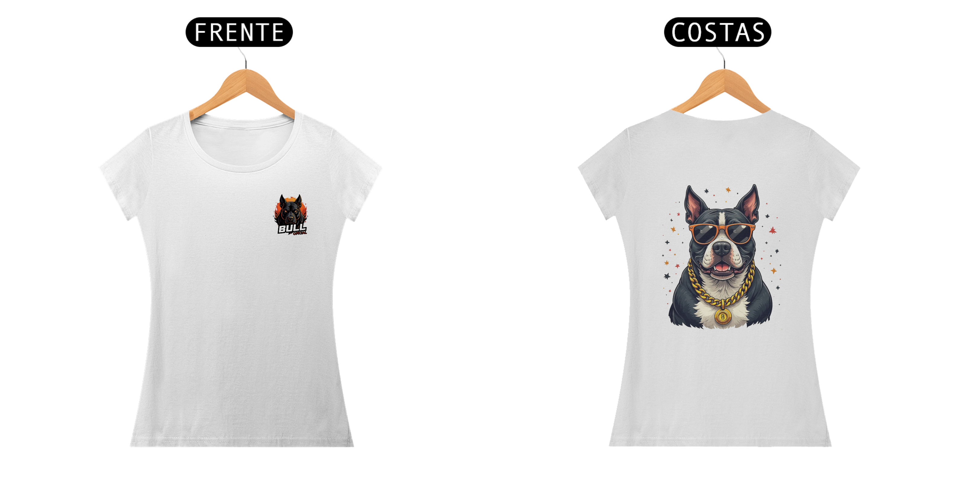 Camiseta Pitbull Style – O Brabo de Óculos - FEMININA ESTAMPA NAS COSTAS
