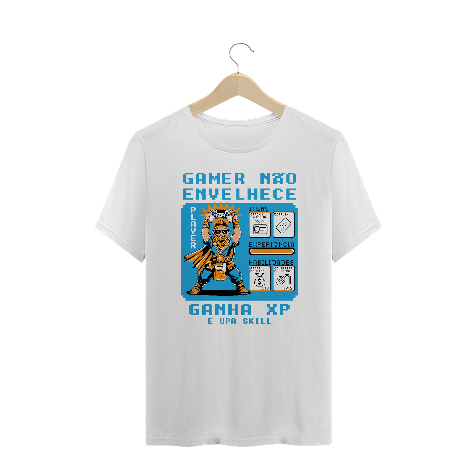 Camiseta Plus Size - Gamer Não Envelhece, Ganha XP