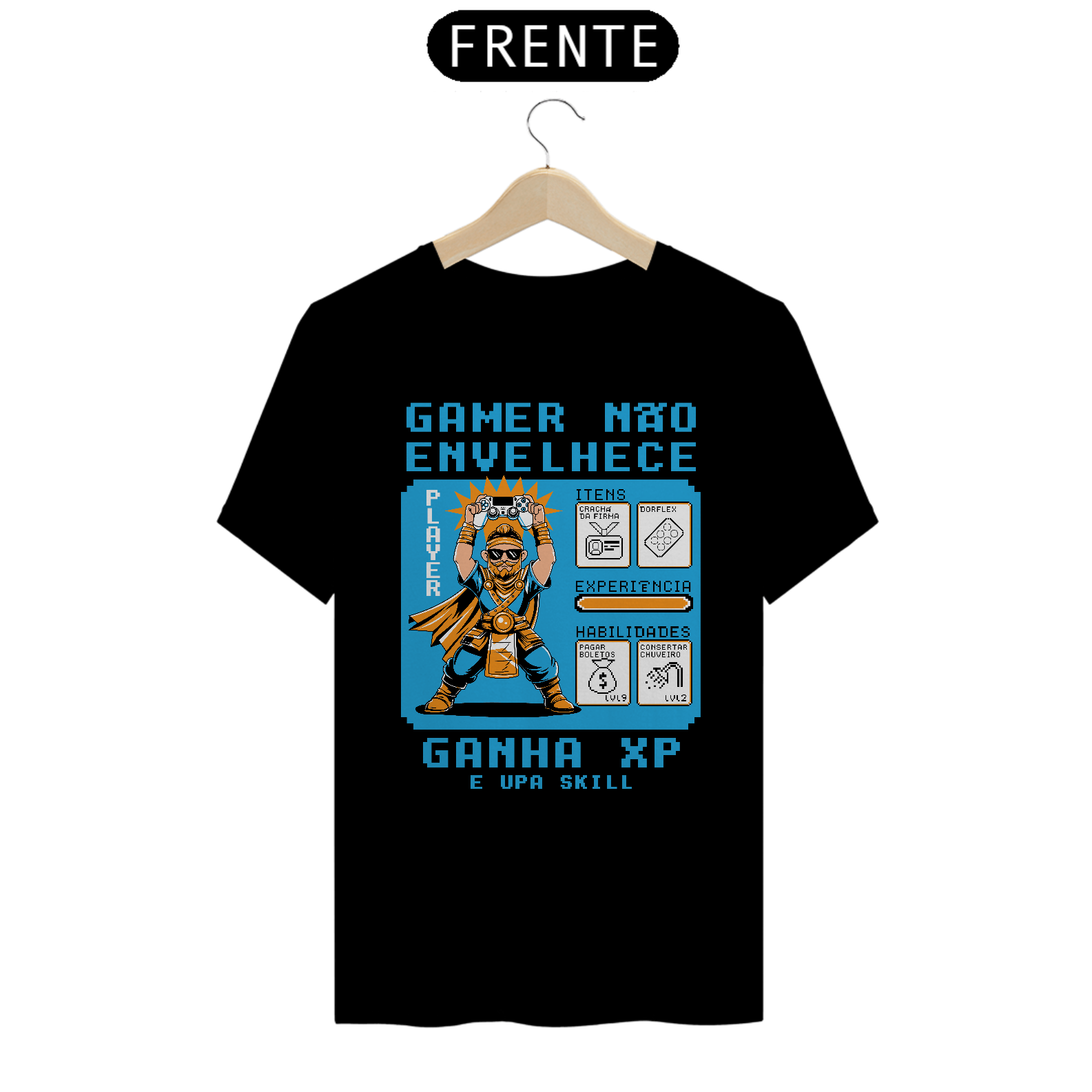 Camiseta - Gamer Não Envelhece, Ganha XP