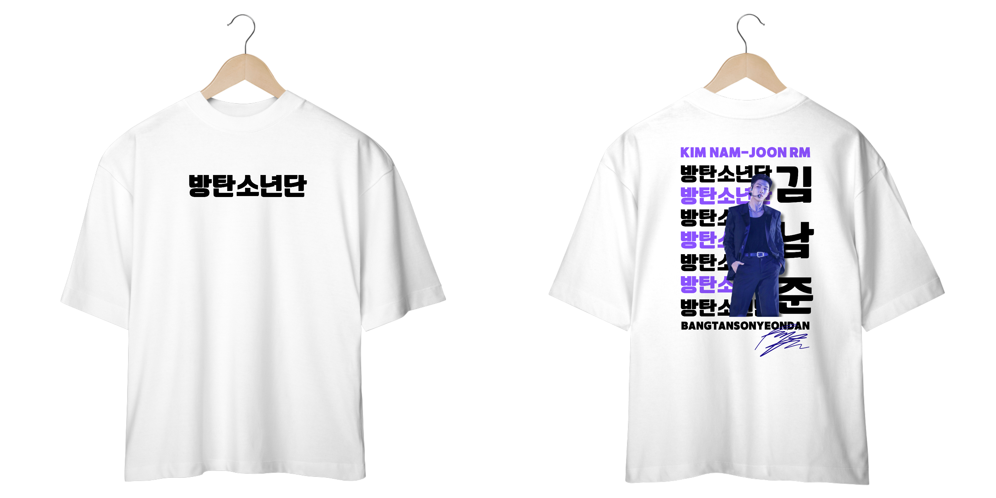 Camiseta Oversized Branca Kim Nam-Joon