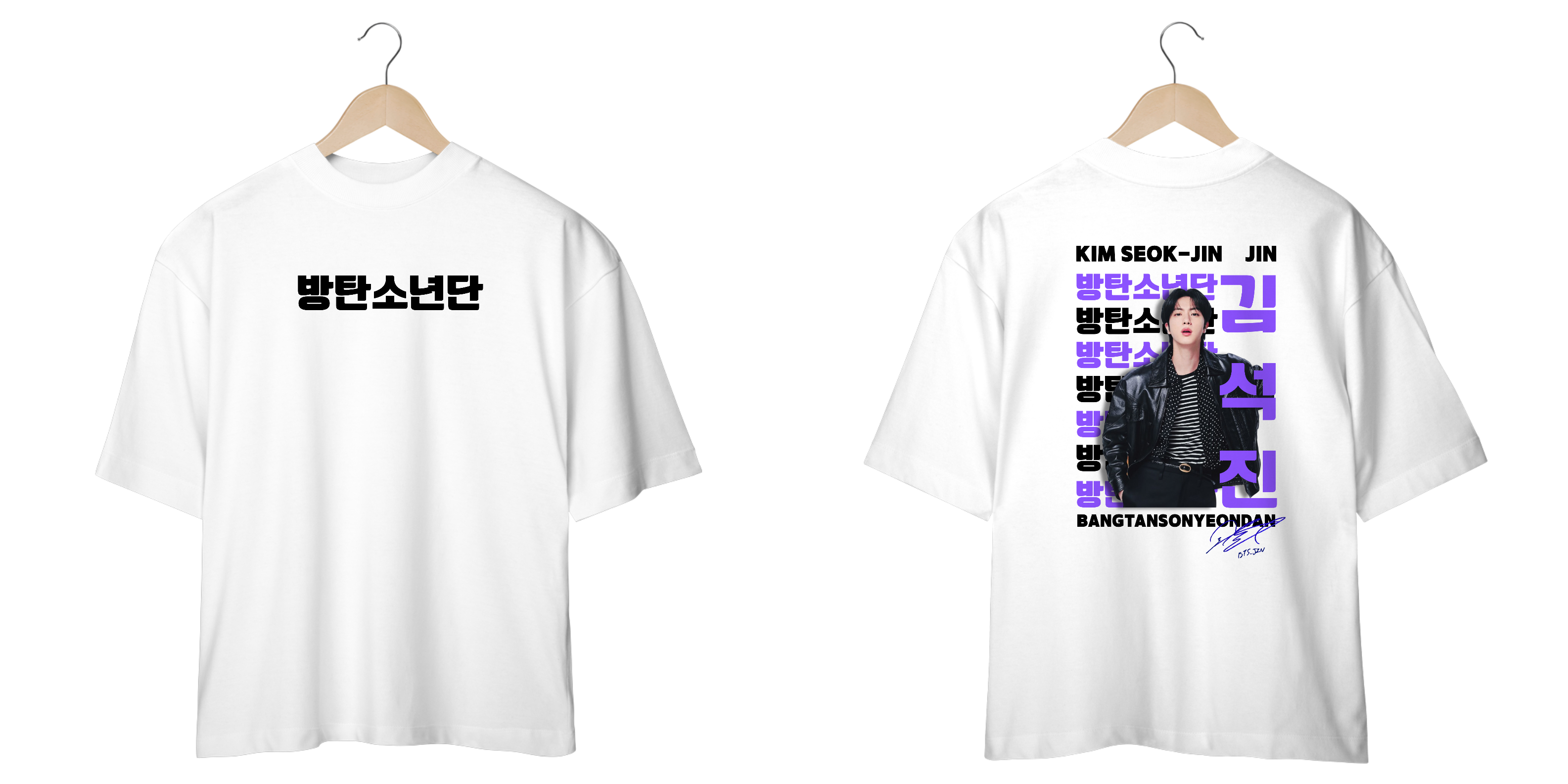 Nome do produto: Camiseta Oversized Branca Kim Seok-jin