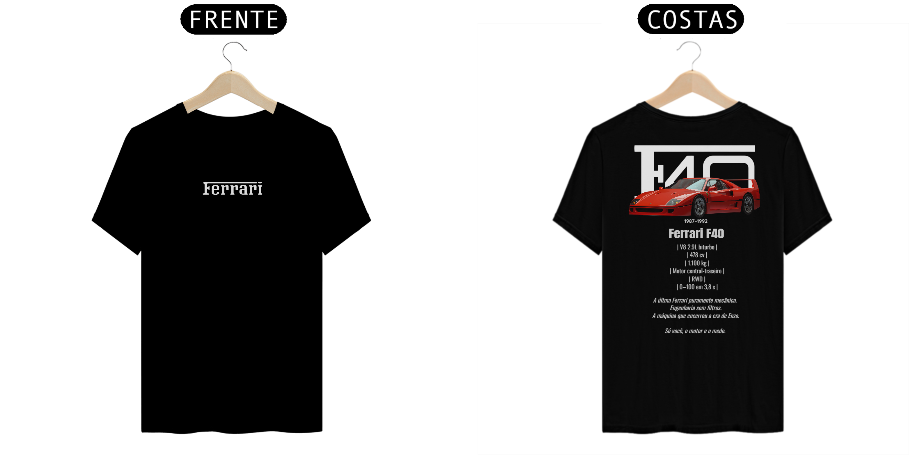 Nome do produto: Camiseta Ferrari F40 - Motoriza Store