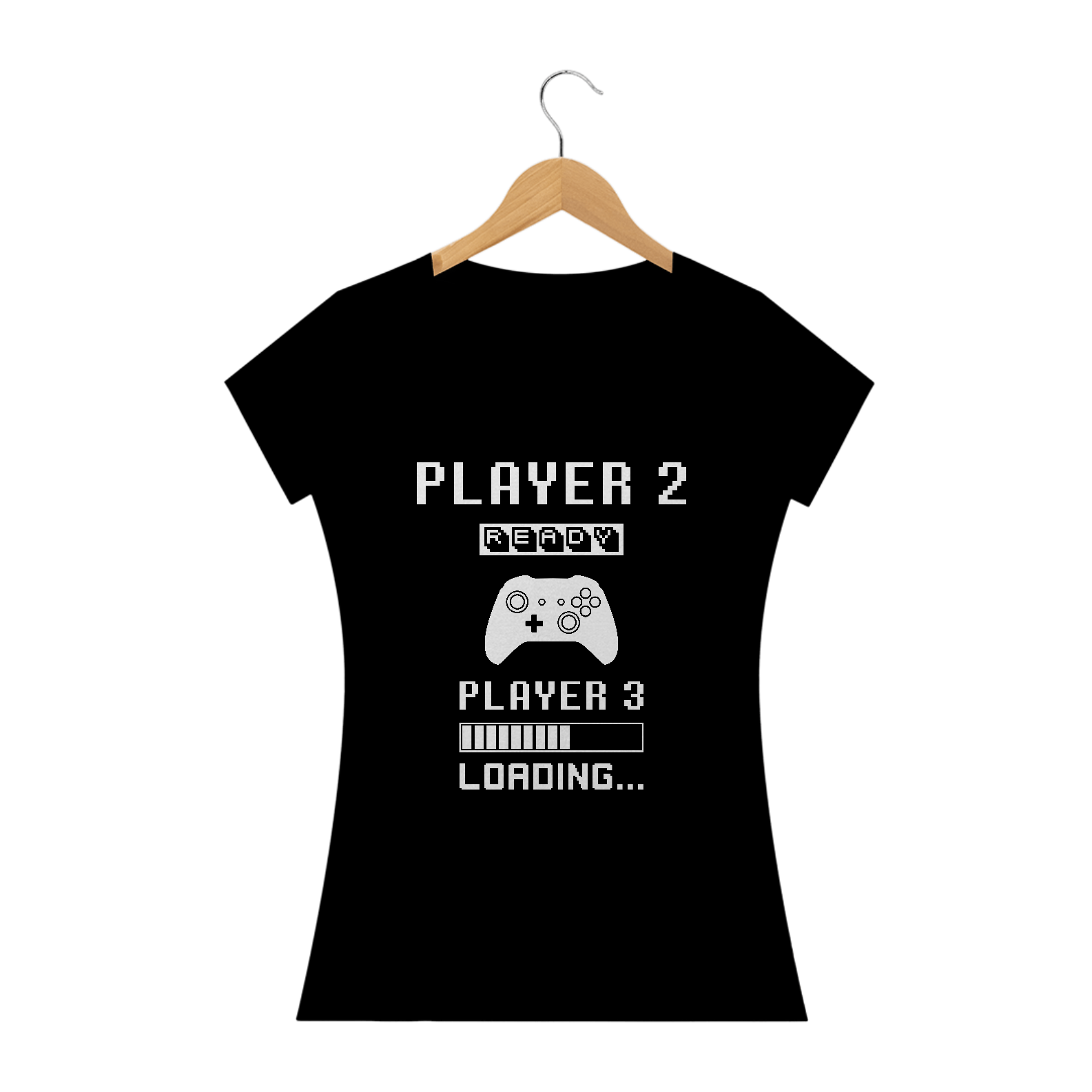 T-Shirt Feminina Player 2 Loading Player 3 Controle Xbox Gravidez