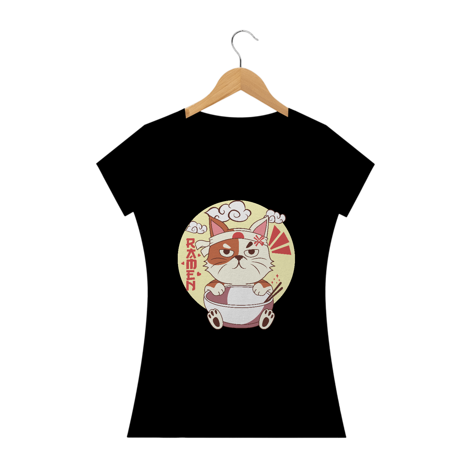 T-shirt Feminina Cat Powered By Ramen