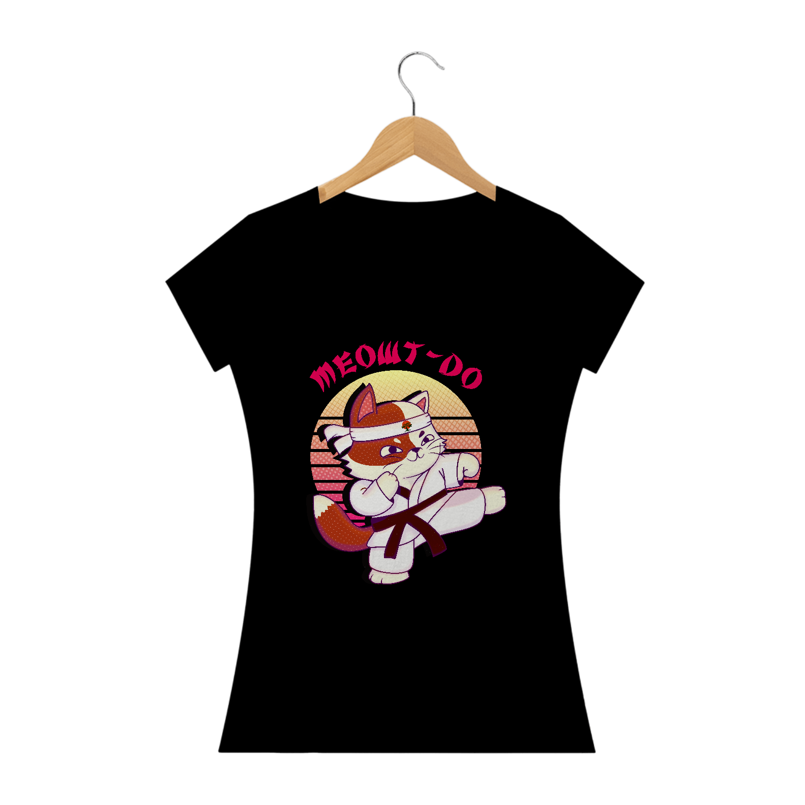 T-Shirt Feminina Fun Art Cobra Kai Cat