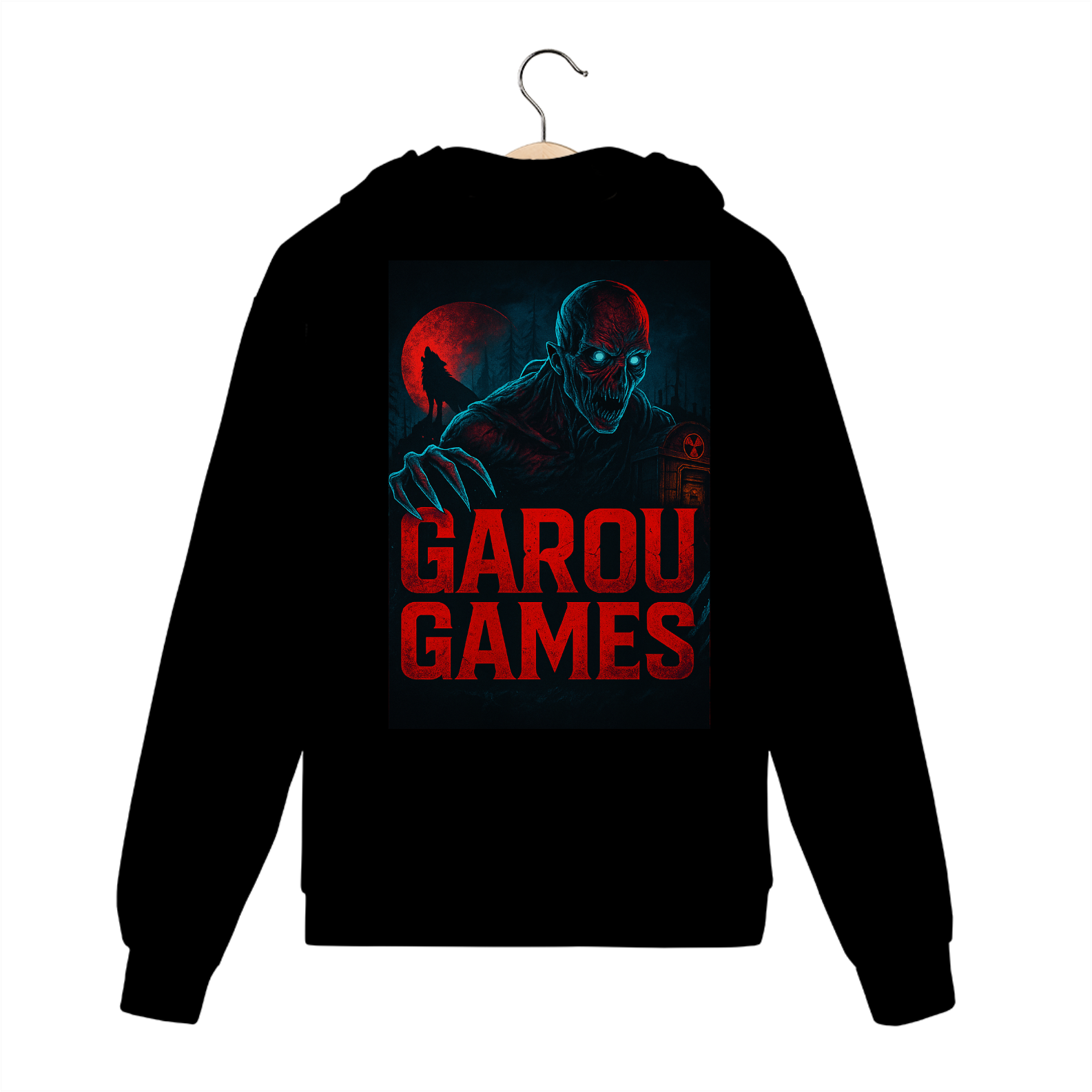 Moletom Zíper Garou Games Oficial – Estampa Gamer de Terror Psicológico