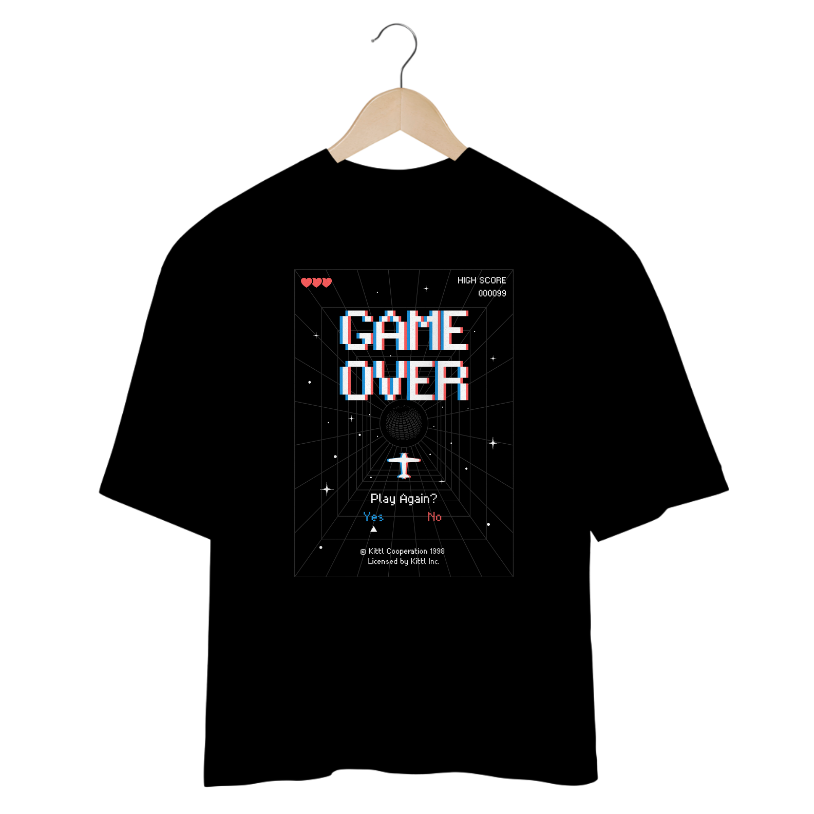 Camiseta Oversized Retrô Diversas Cores Game Over