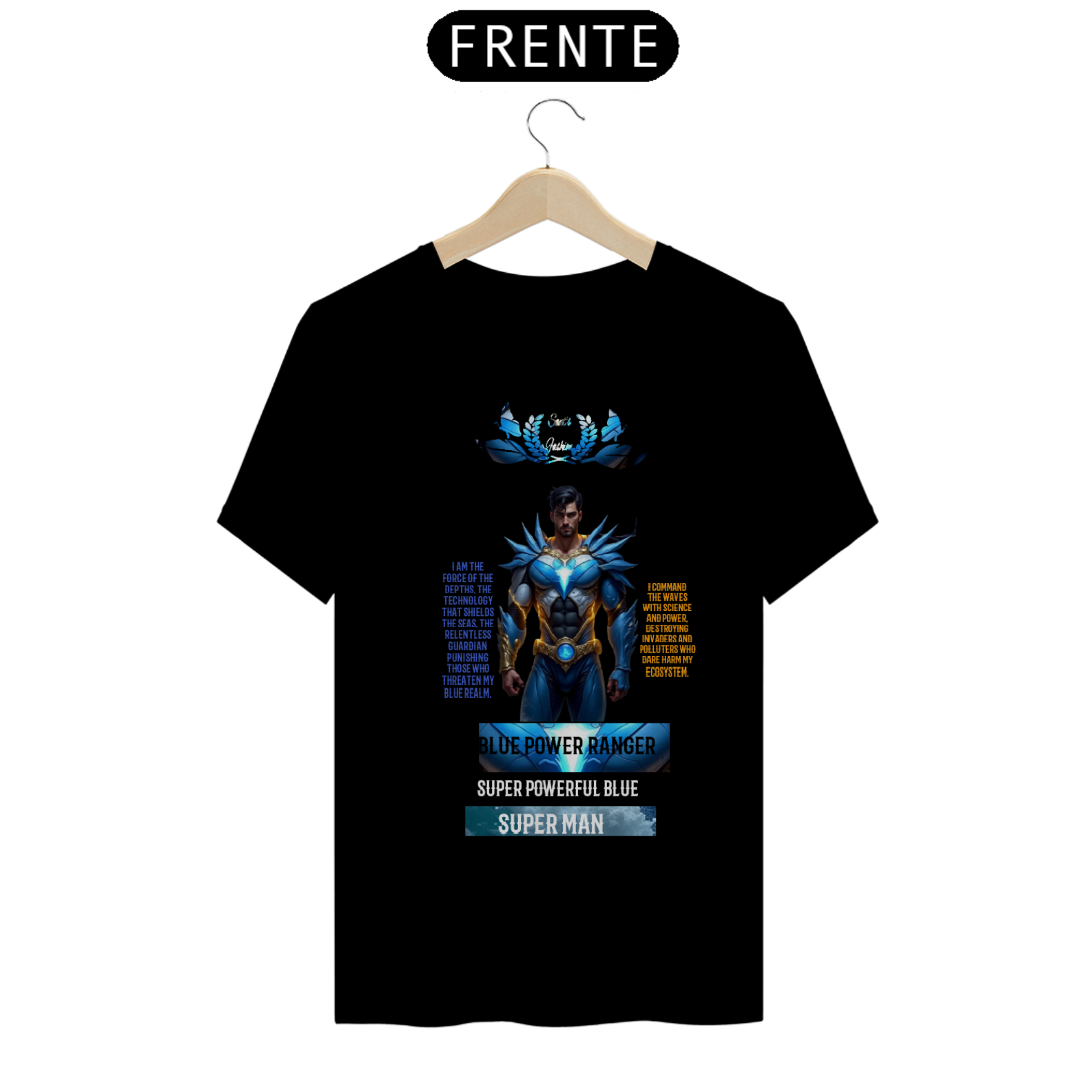Camiseta Clássica estampa Blue Power Ranger - Super Powerful Blue