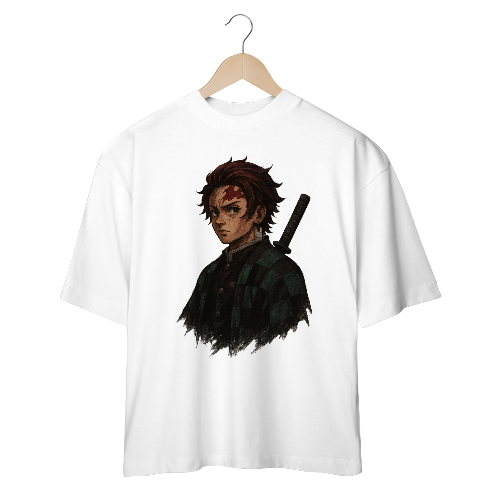 Camiseta Oversized Tanjiro - Coleção Respiração Final Shin Sekai x Demon Slayer