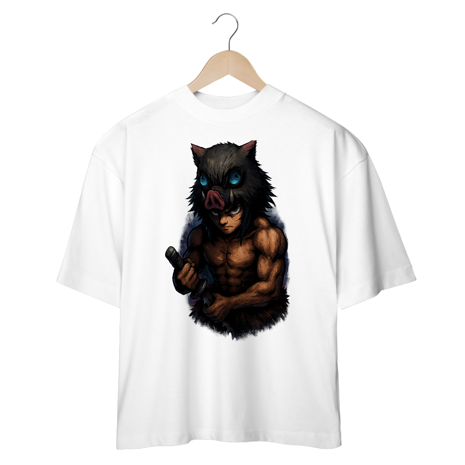 Camiseta Oversized Inosuke - Coleção Respiração Final Shin Sekai x Demon Slayer