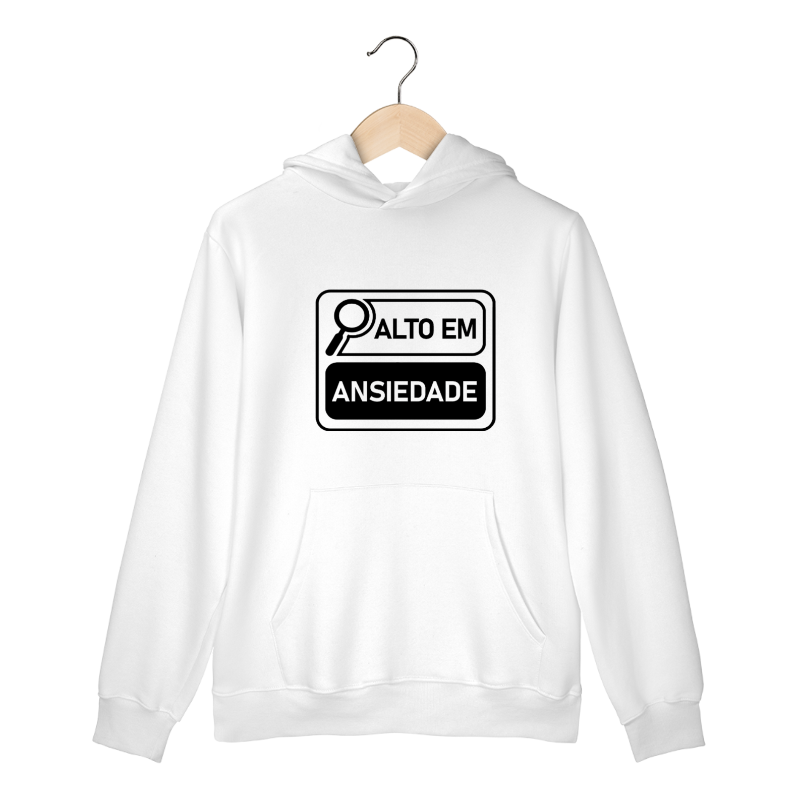 Moletom Canguru Alto em Ansiedade – Estampa Irônica e Estilosa