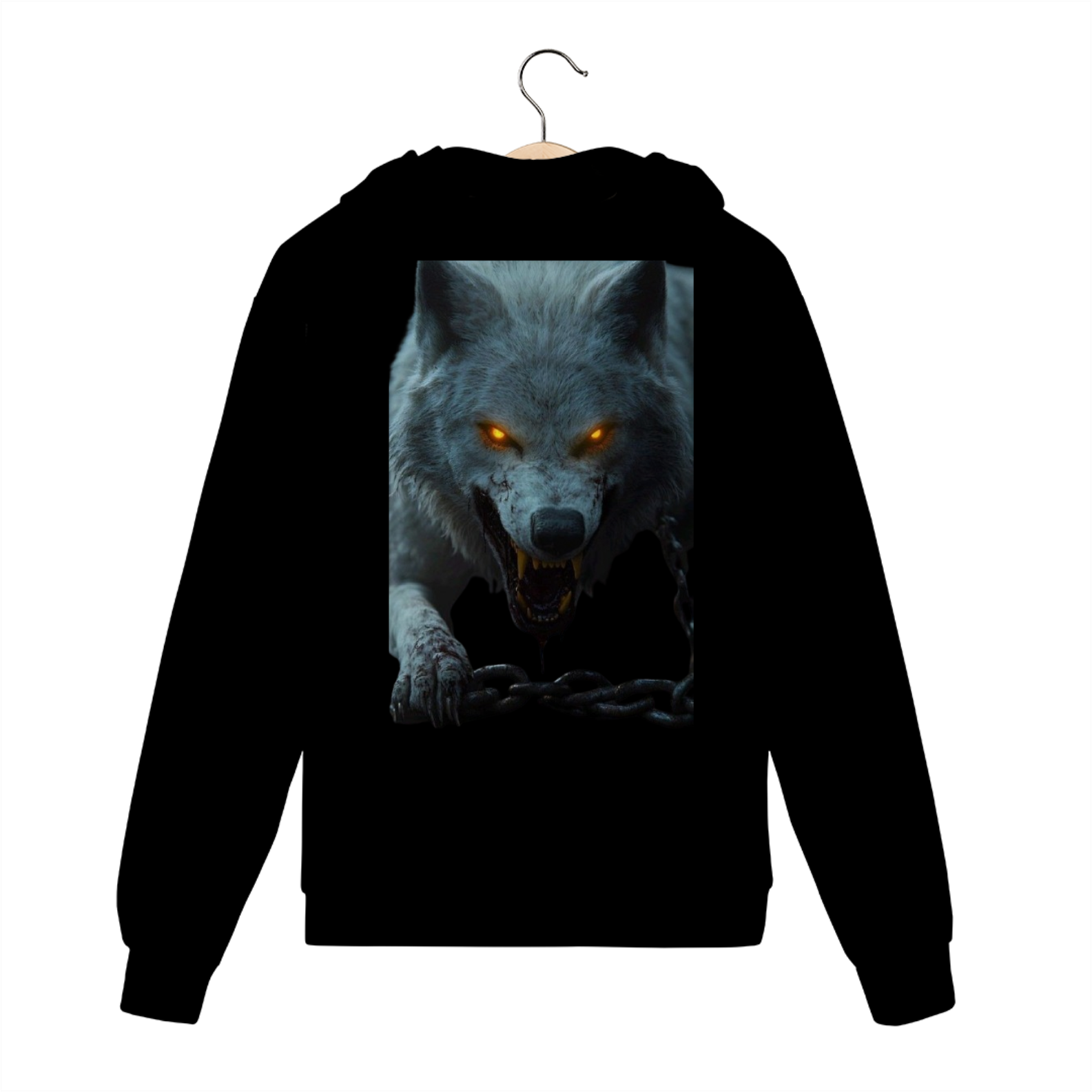 Moletom canguru com zíper estampado lobo selvagem 