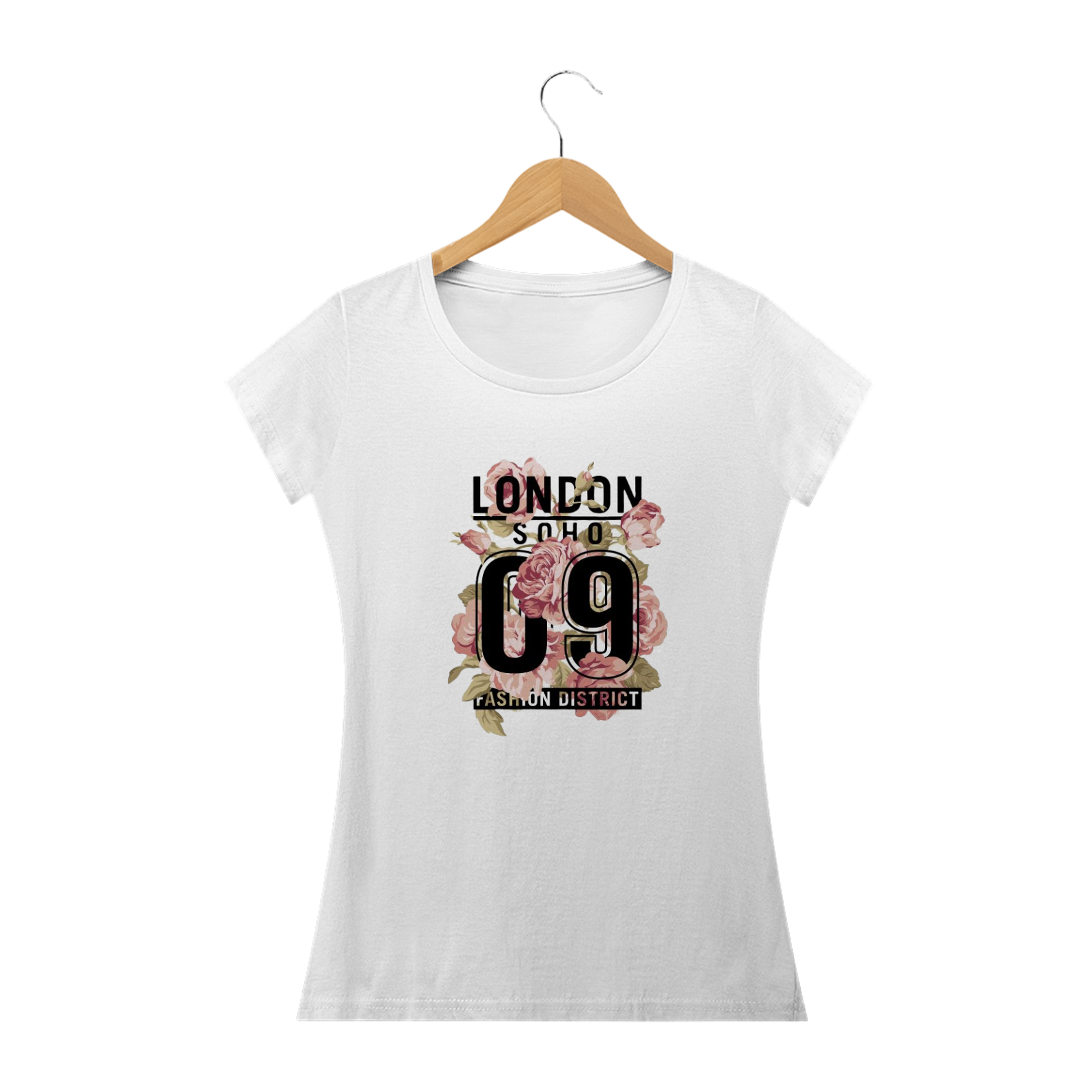 Nome do produto  Camiseta FEMININA LONDON 09 - Branca