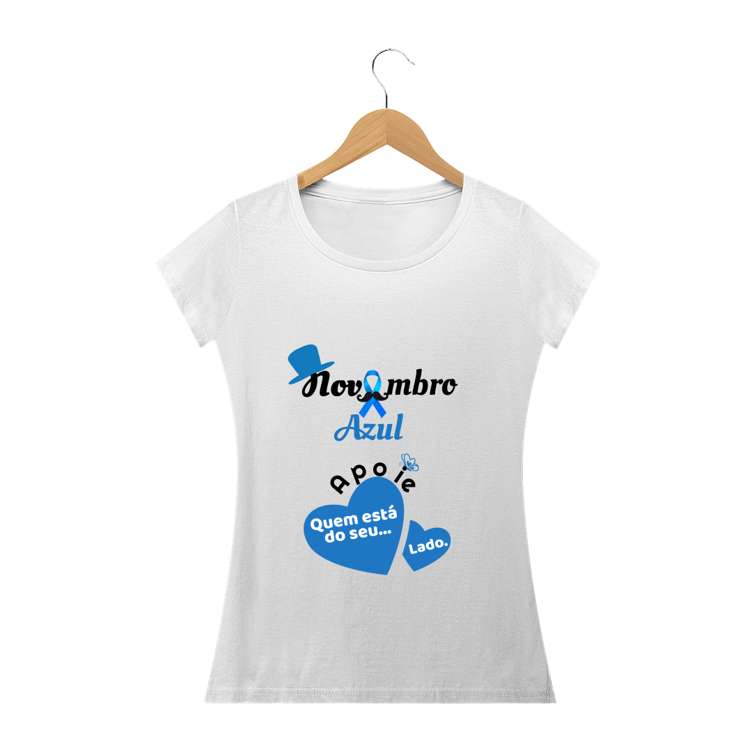 Nome do produto  Camisa FEM. Branca Novembro azul