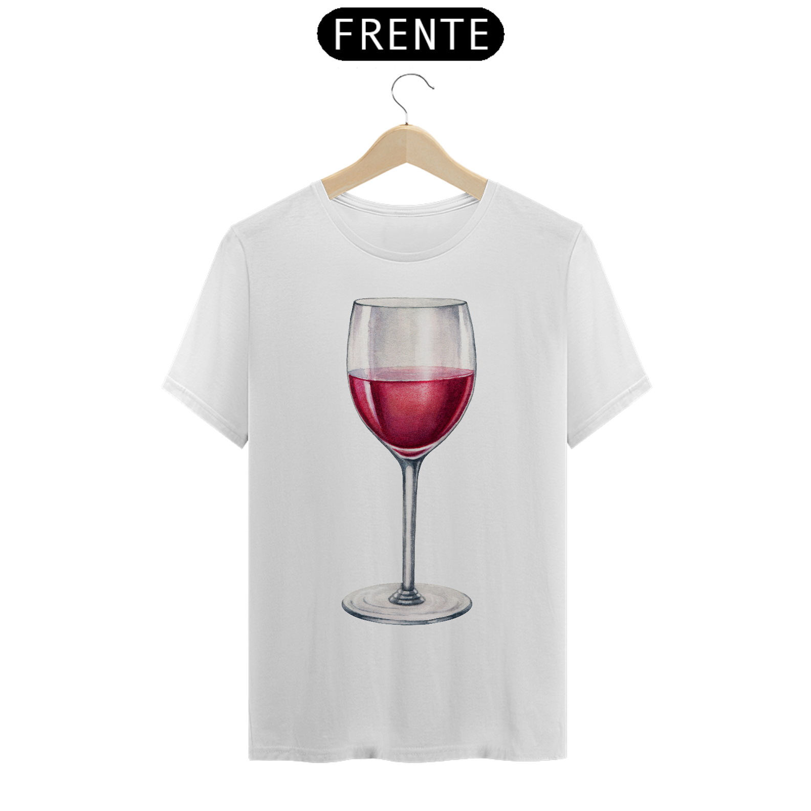 Camiseta Unissex Taça de Vinho Tinto Aquarela