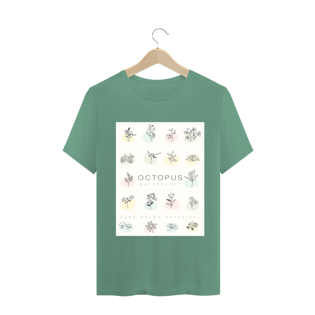 Nome do produto  Octopus: Hand Drawn Botanical - T-shirt estonada