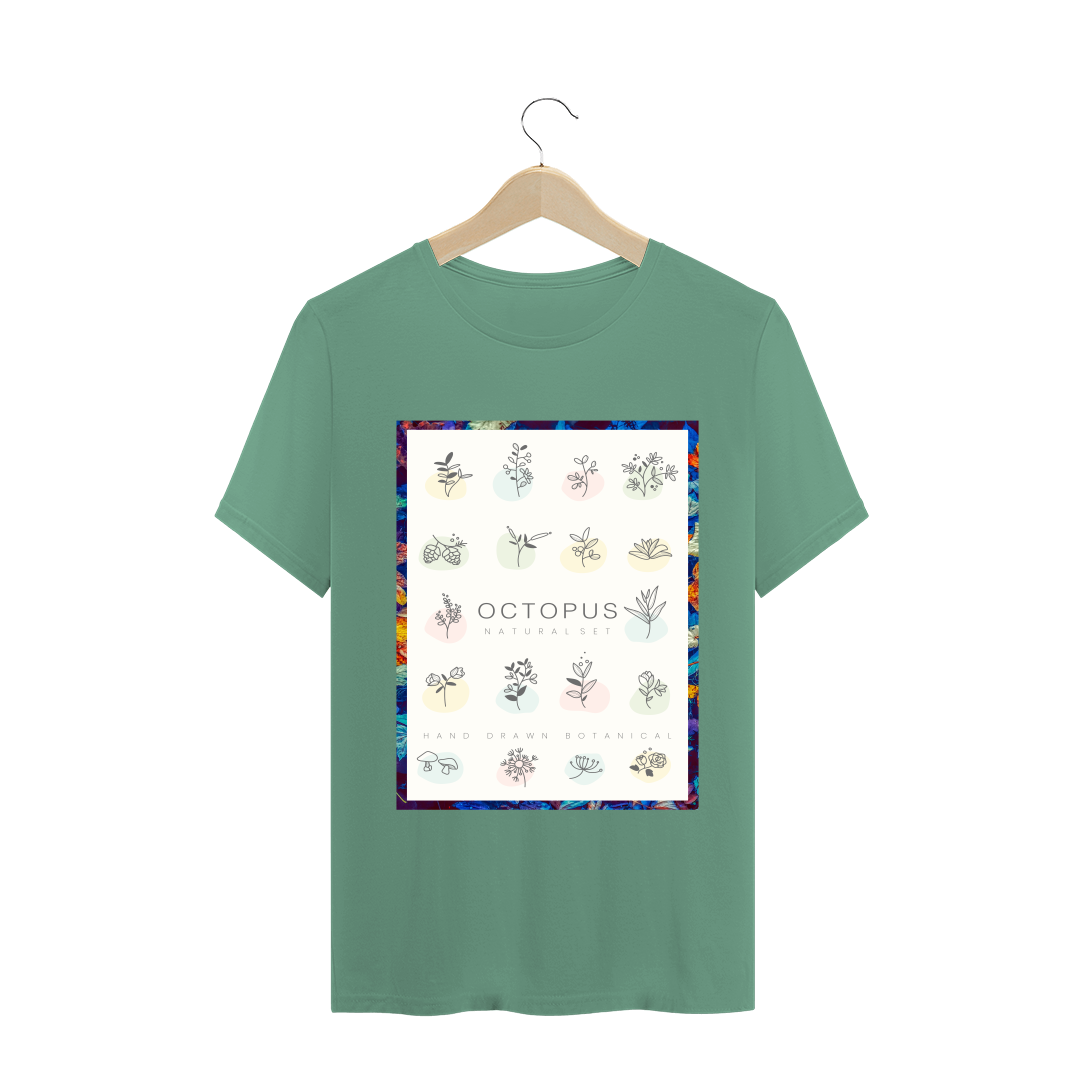 Nome do produto  Octopus: Hand Drawn Botanical - T-shirt estonada