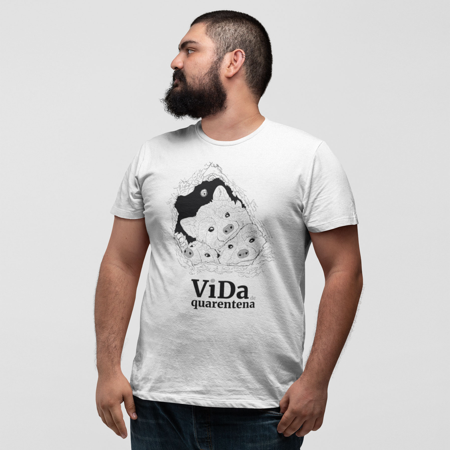 Camiseta Plus Size Branca Vida de Quarentena