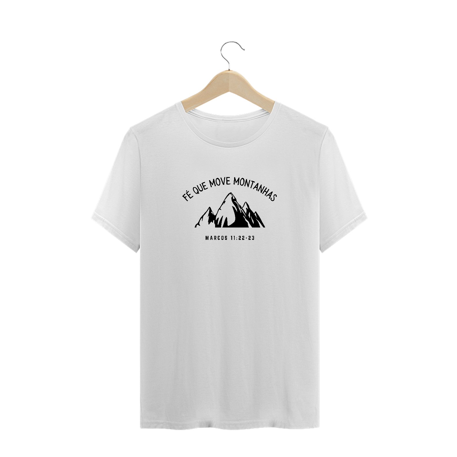 Camisa unissex ´´fé que move montanhas´´ (arte preta)