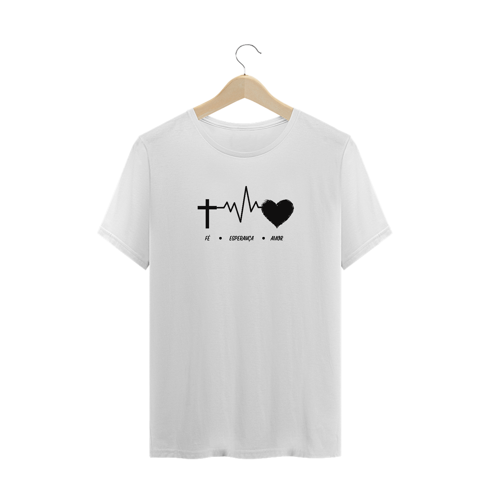 Camisa unissex fé, esperança e amor (arte preta)