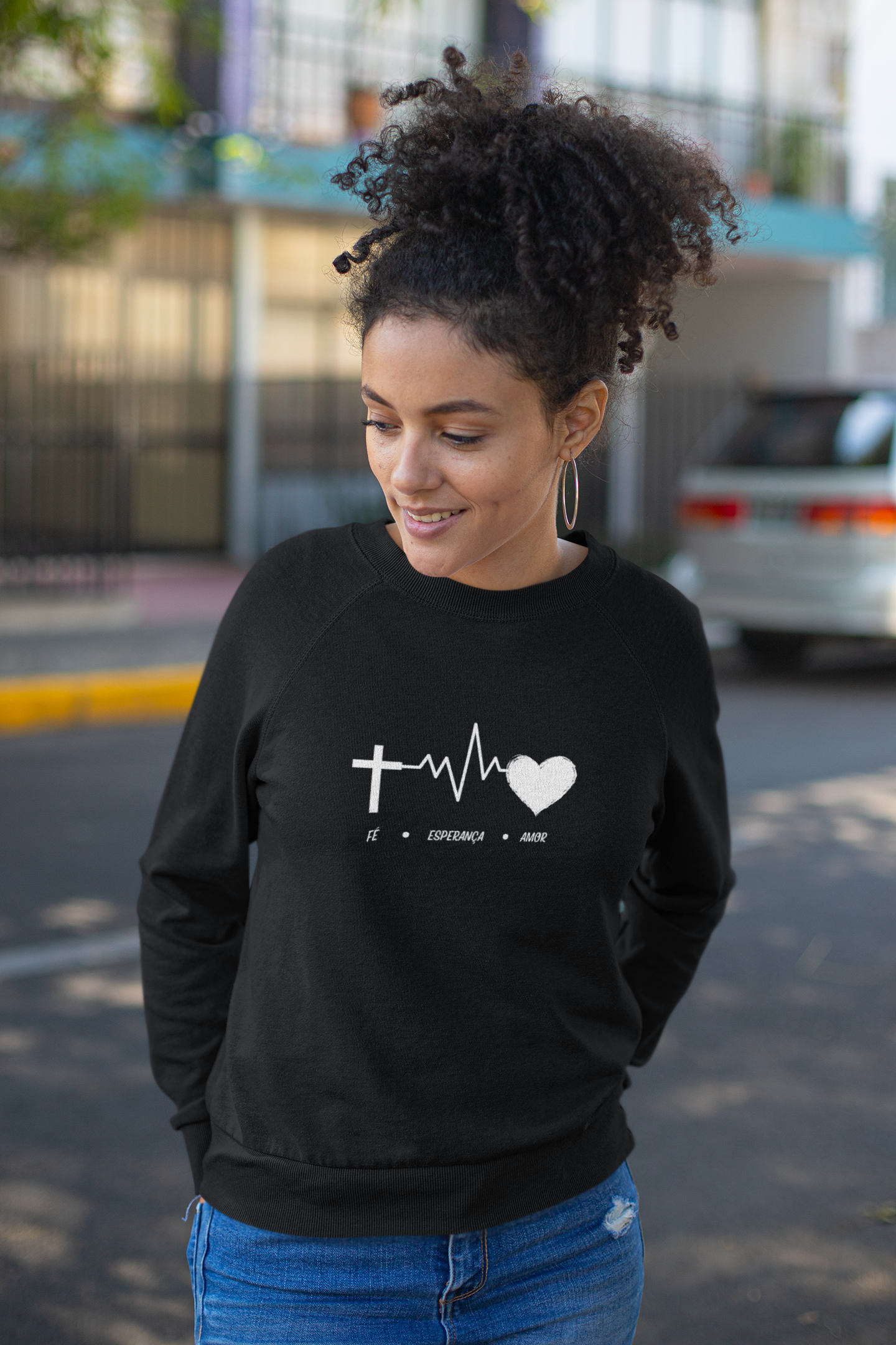 Moletom unissex fé, esperança e amor
