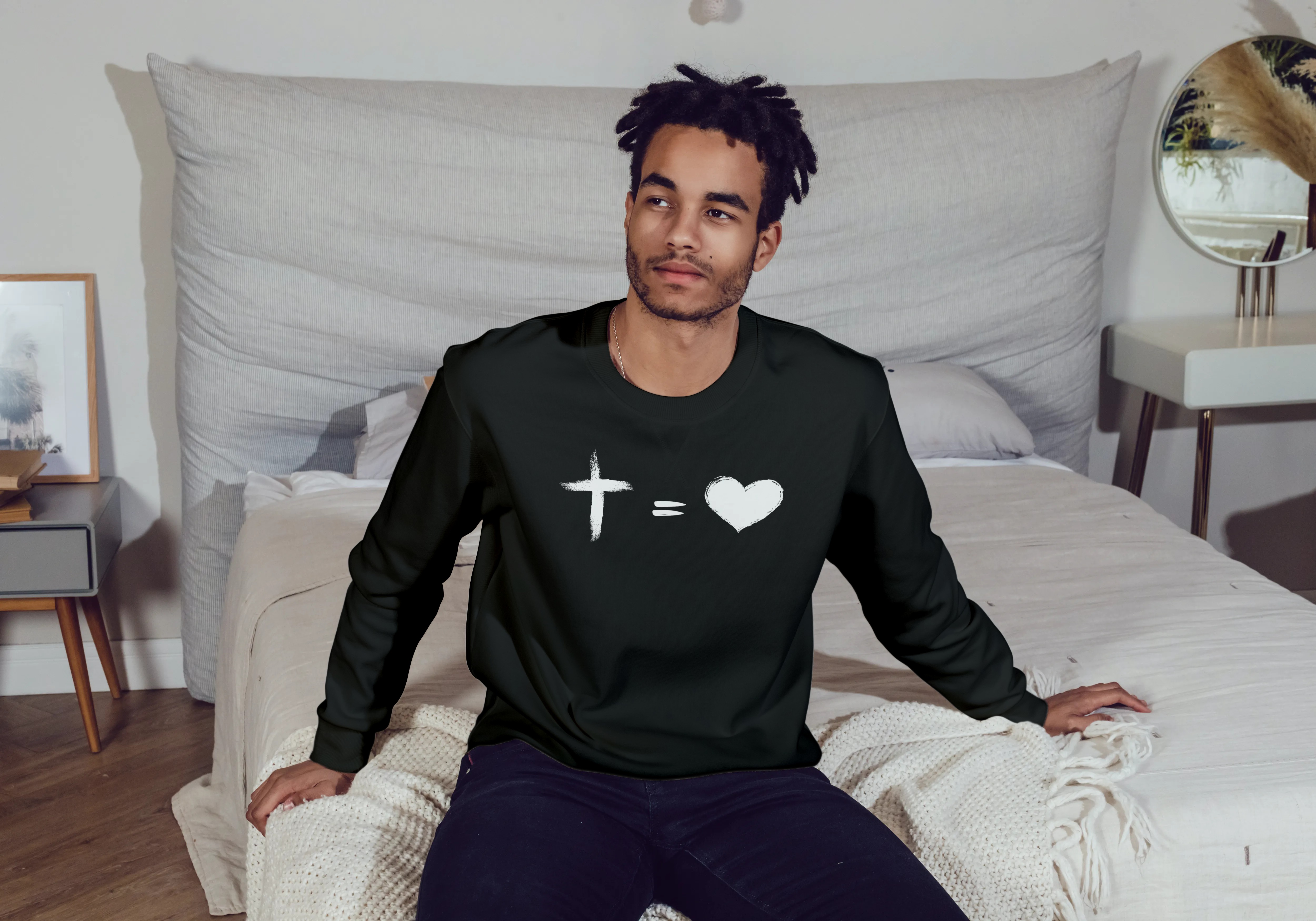 Moletom unissex cruz = coração