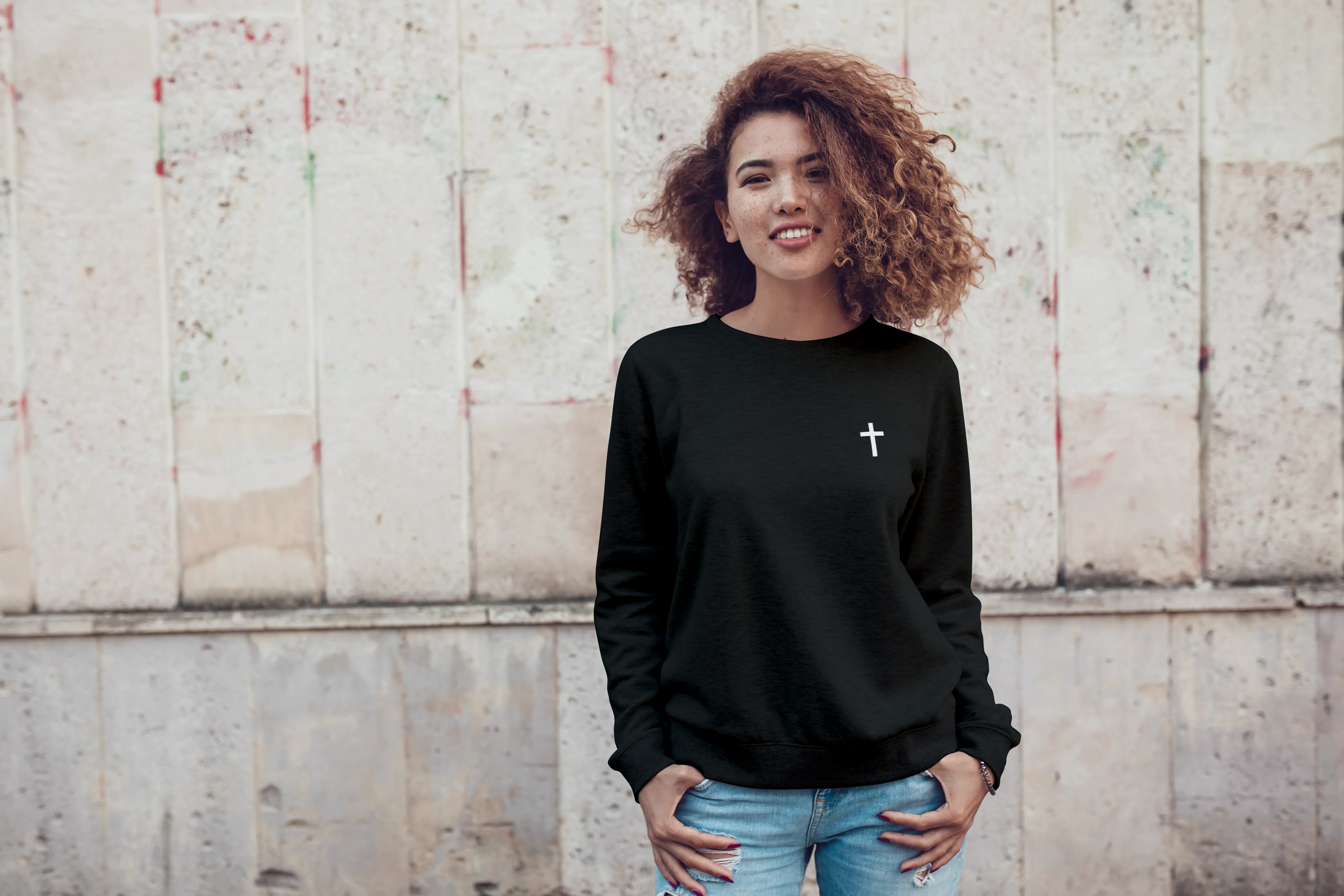 Moletom unissex cruz pequena