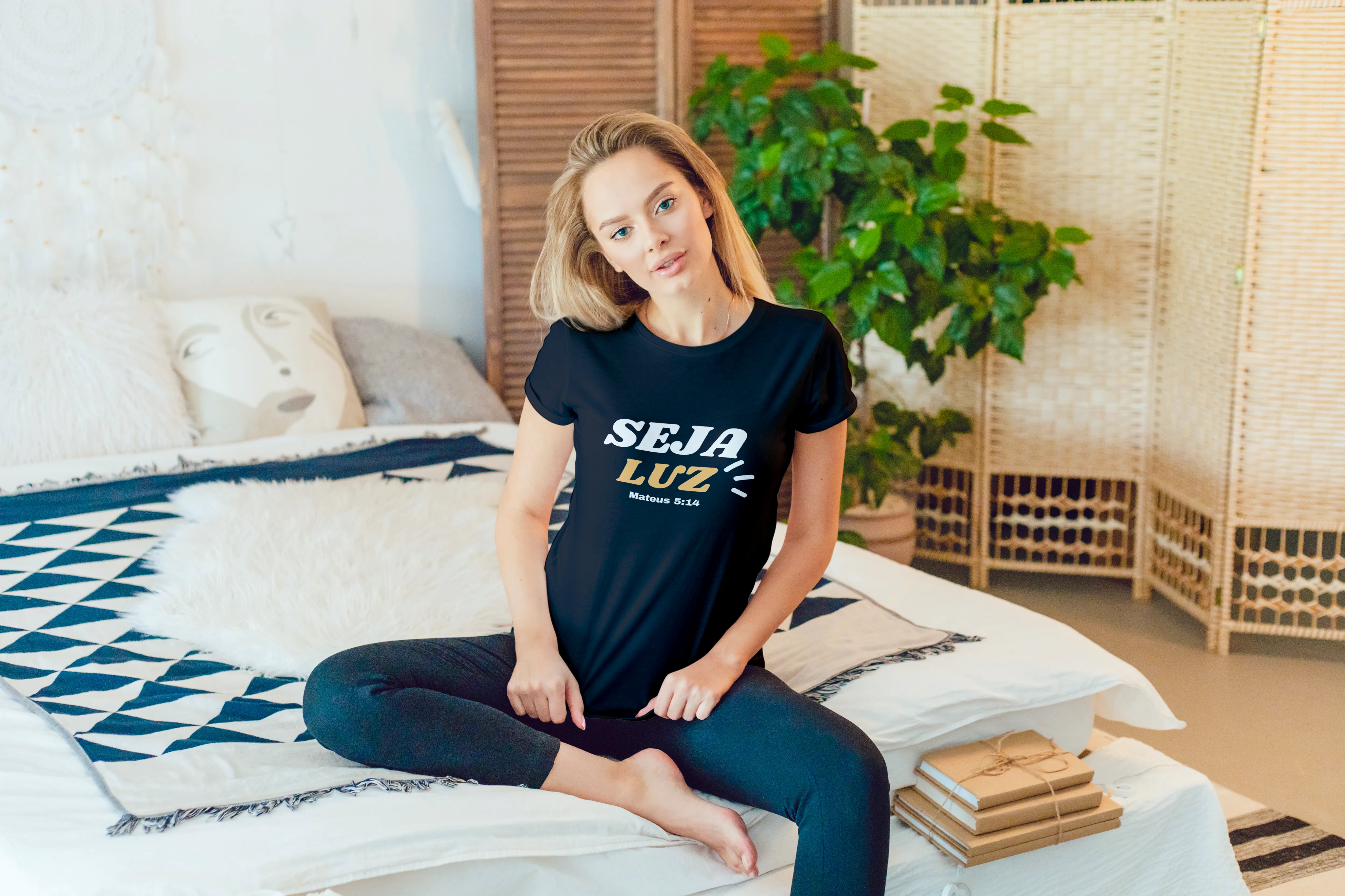 Camisa unissex seja luz (arte branca)