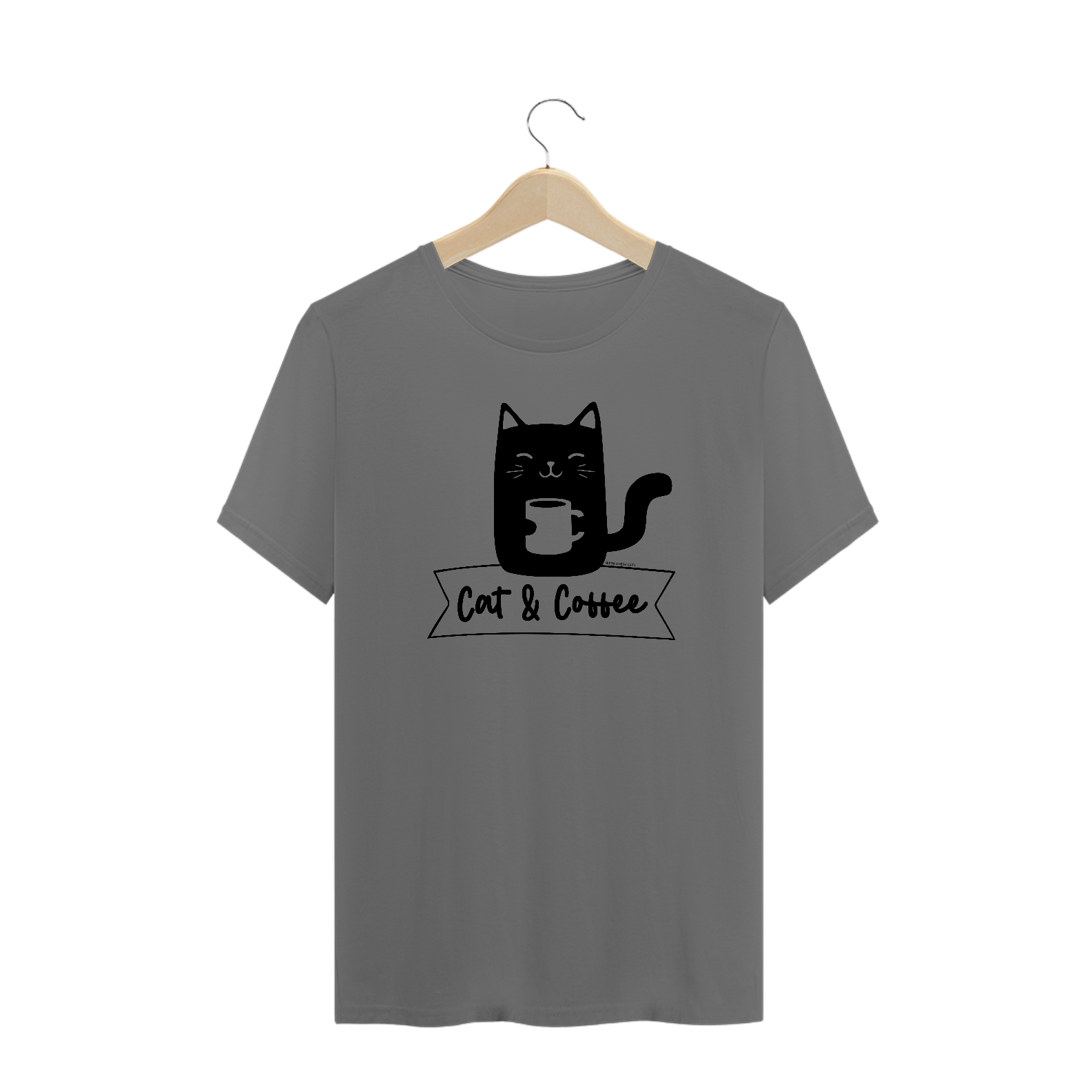 Camiseta Unissex Estonada | Cat and Coffee Black