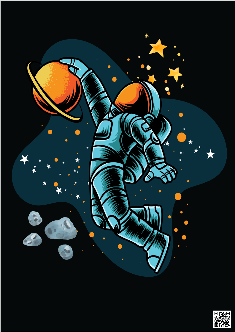 Pôster Retrato Astronaut Galaxy